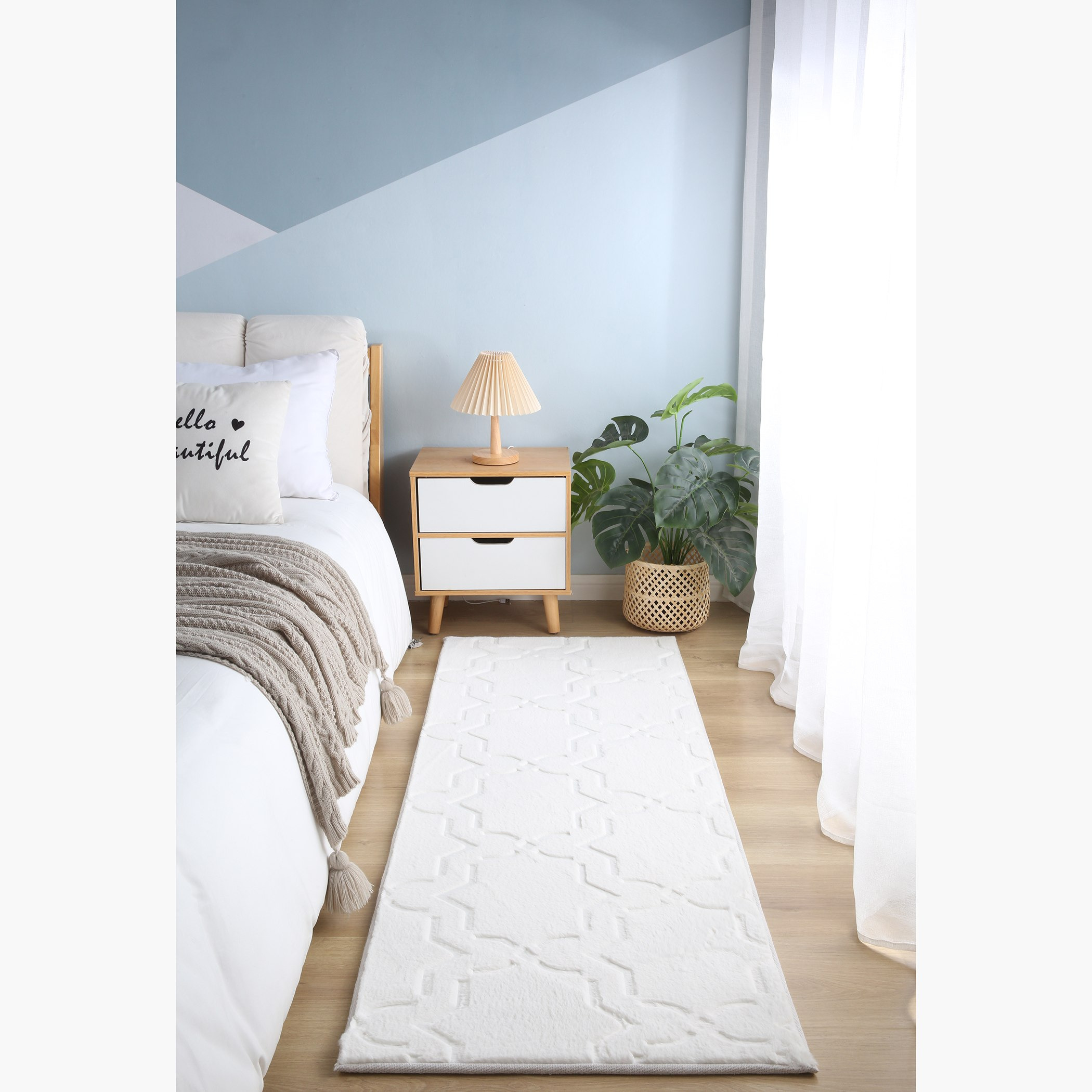 سجادة فرو أرنب منقوش لاتيس من نويلا - 60x150 سم-hbxdecorandfurnishings-floorcoverings-rugs-image-1