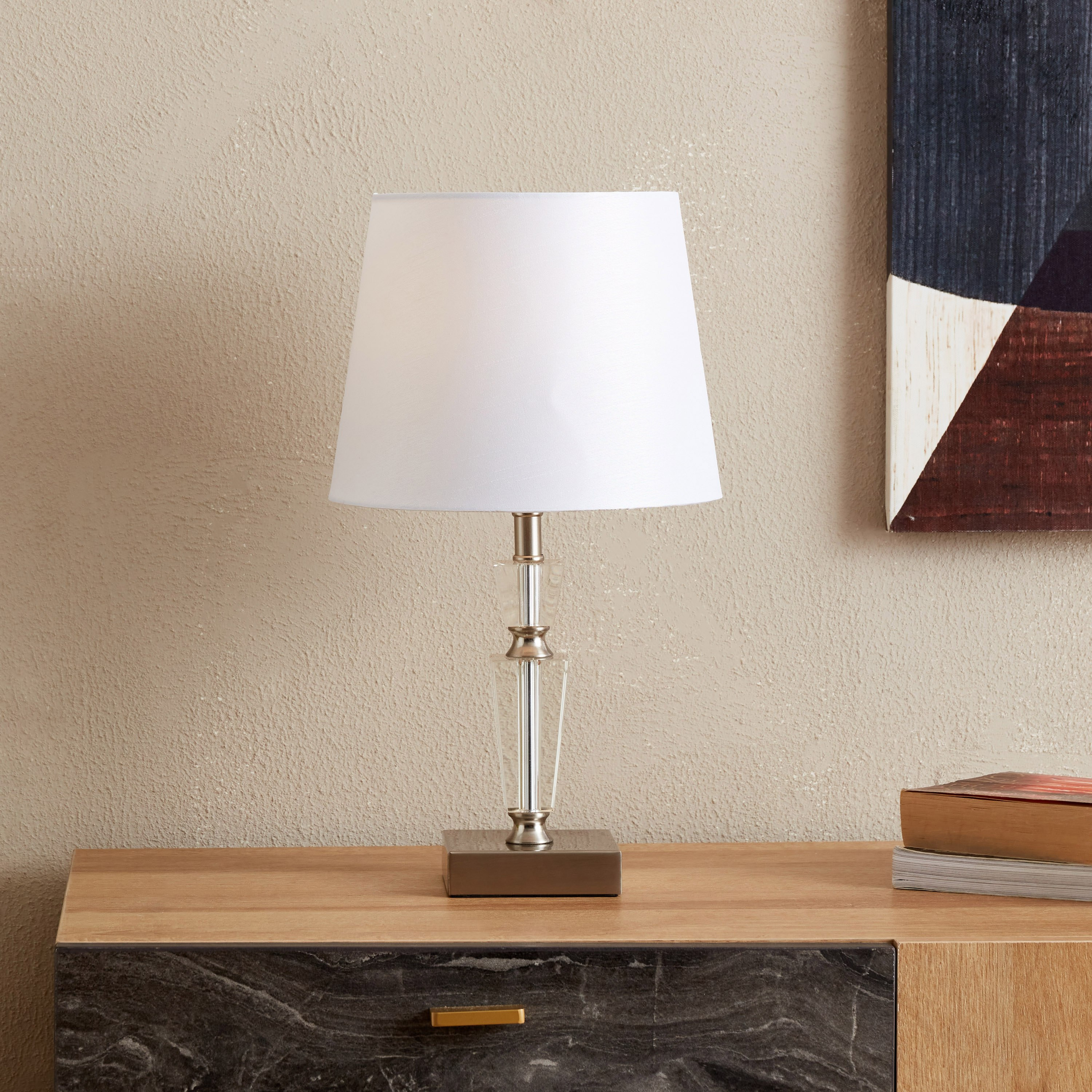 مصباح طاولة كريستال شفاف من كروما - 20x20x38 سم-hbxlivingroom-lighting-tablelamps-image-1