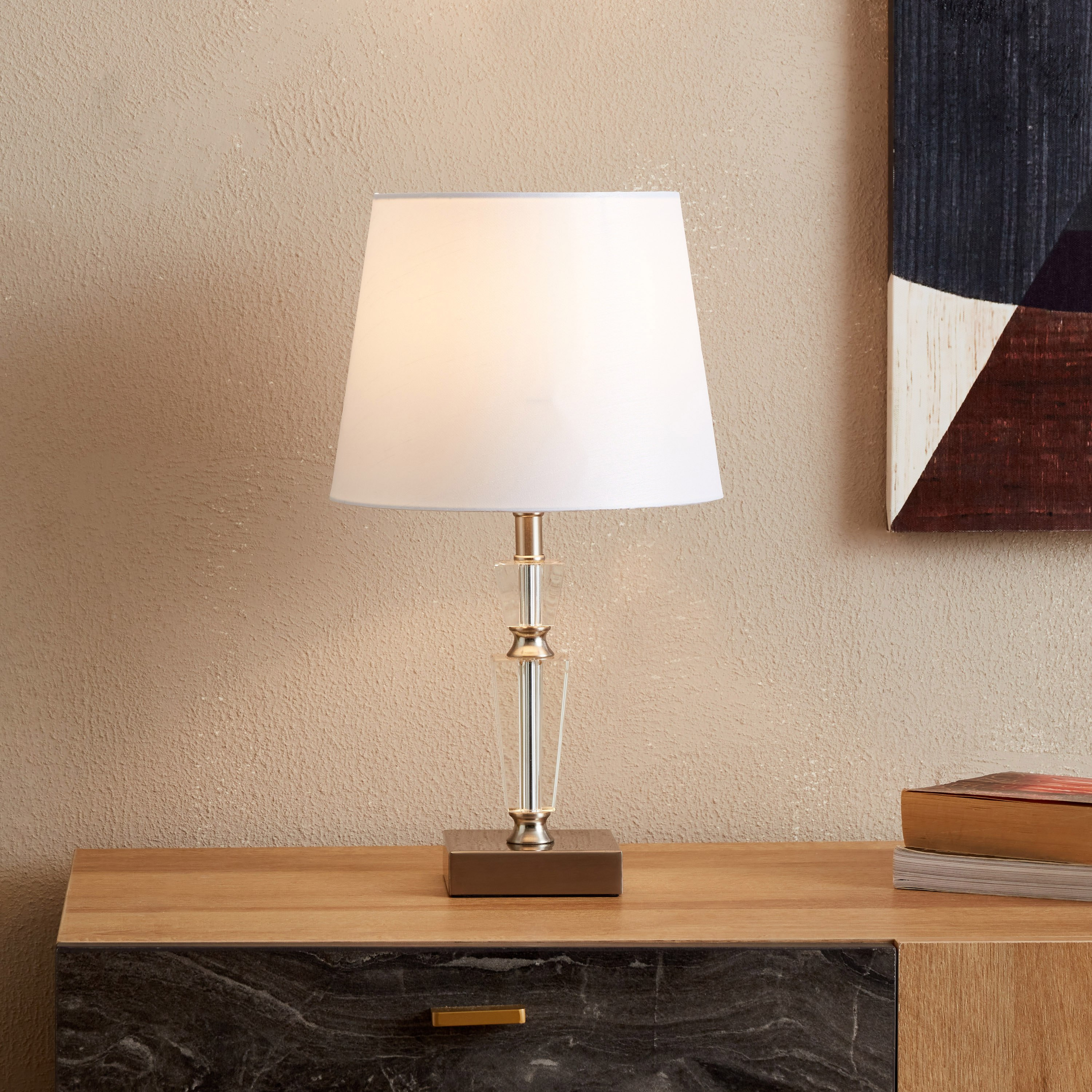 مصباح طاولة كريستال شفاف من كروما - 20x20x38 سم-hbxlivingroom-lighting-tablelamps-image-2