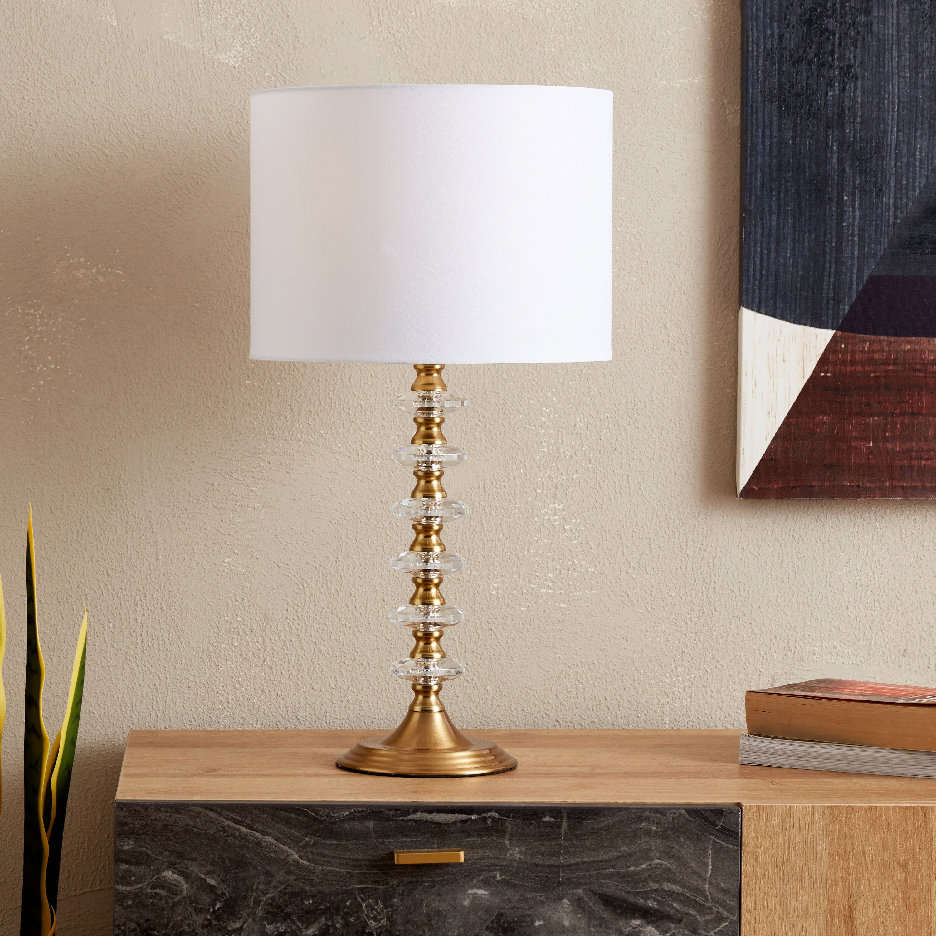 مصباح طاولة كريستالي من 5 طبقات من كروما - 28x28x52 سم-hbxlivingroom-lighting-tablelamps-image-1