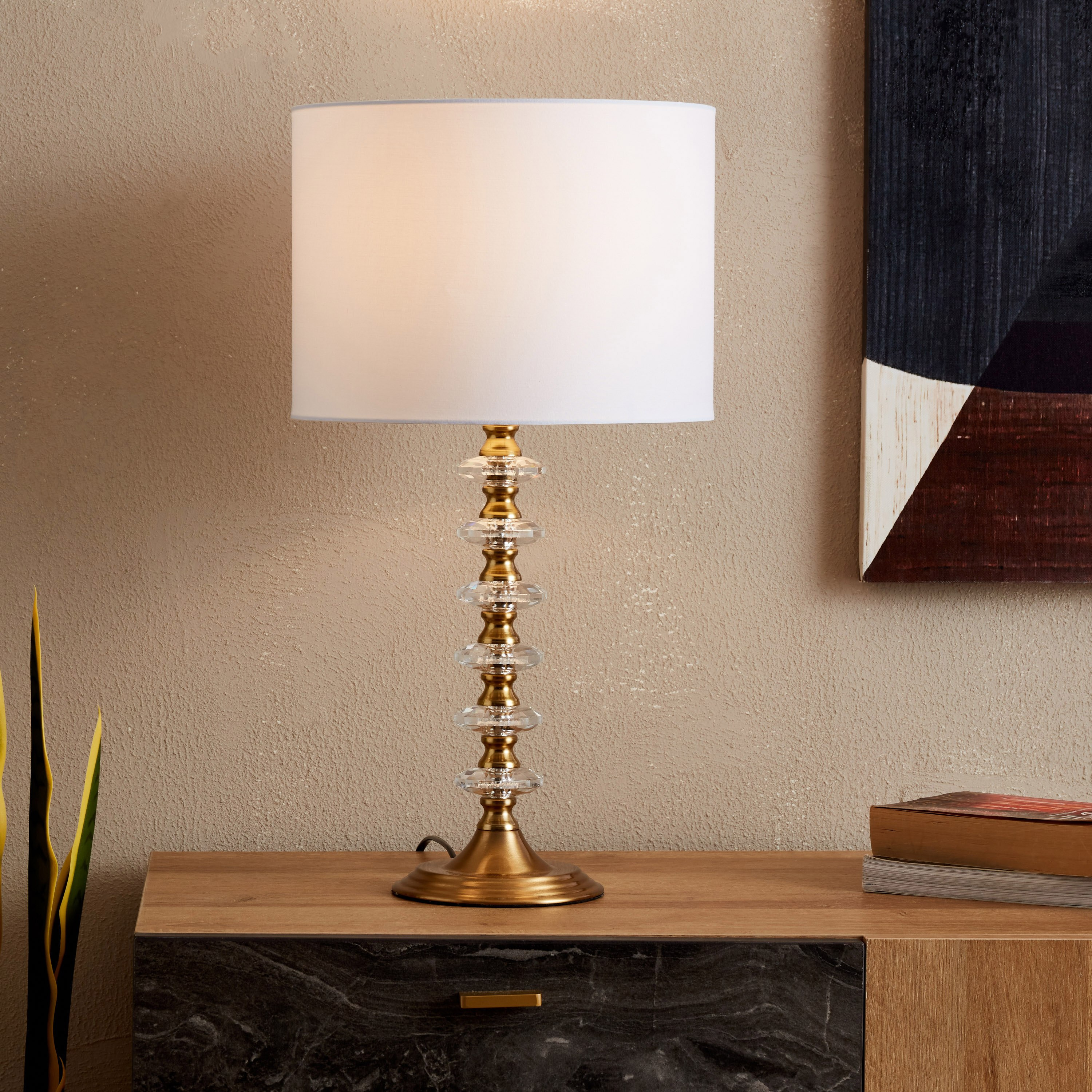 مصباح طاولة كريستالي من 5 طبقات من كروما - 28x28x52 سم-hbxlivingroom-lighting-tablelamps-image-2