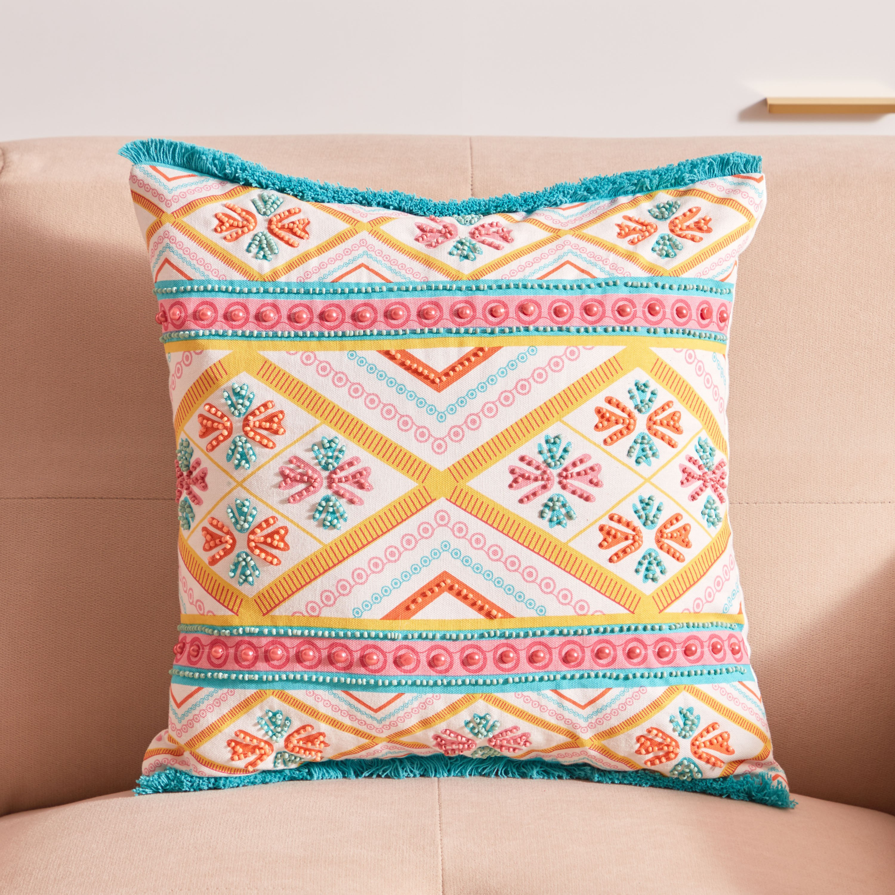 غطاء وسادة ناوبي موتي مخطط بالخرز من مويرانج - 40×40 سم-hbxhomeware-cushionsandcovers-cushioncovers-image-1