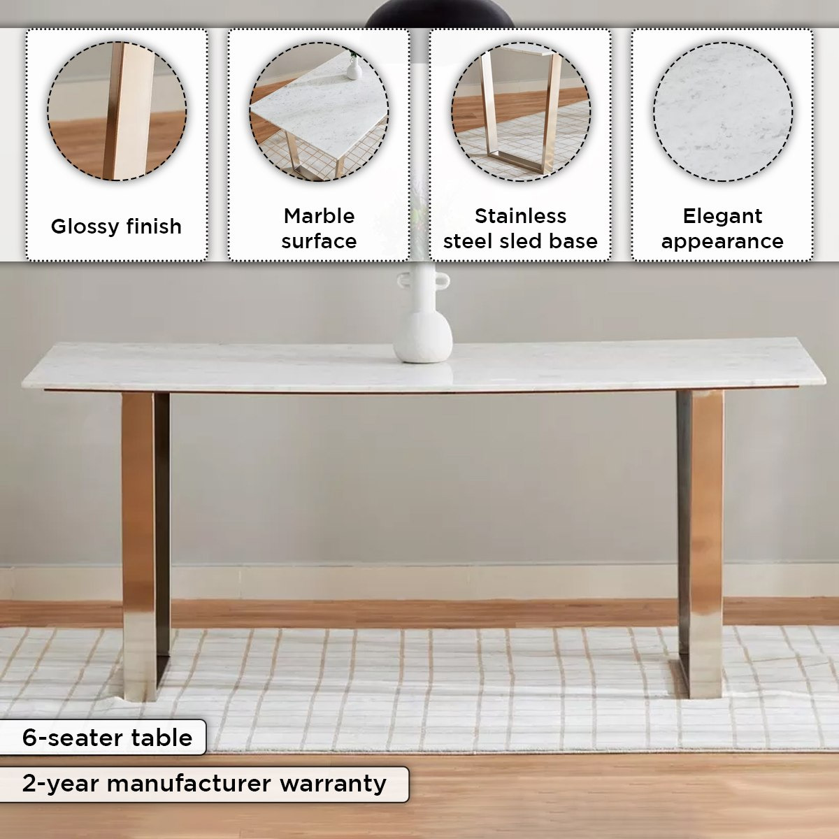 Vendra Silverado Genuine Marble Top 6-Seater Dining Table-hbxdiningroom-diningtablesandsets-diningtables-sixseater-image-4