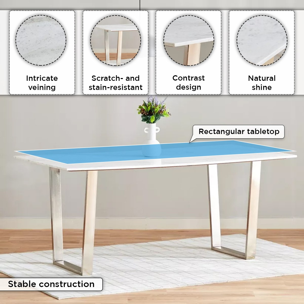 Vendra Silverado Genuine Marble Top 6-Seater Dining Table-hbxdiningroom-diningtablesandsets-diningtables-sixseater-image-5