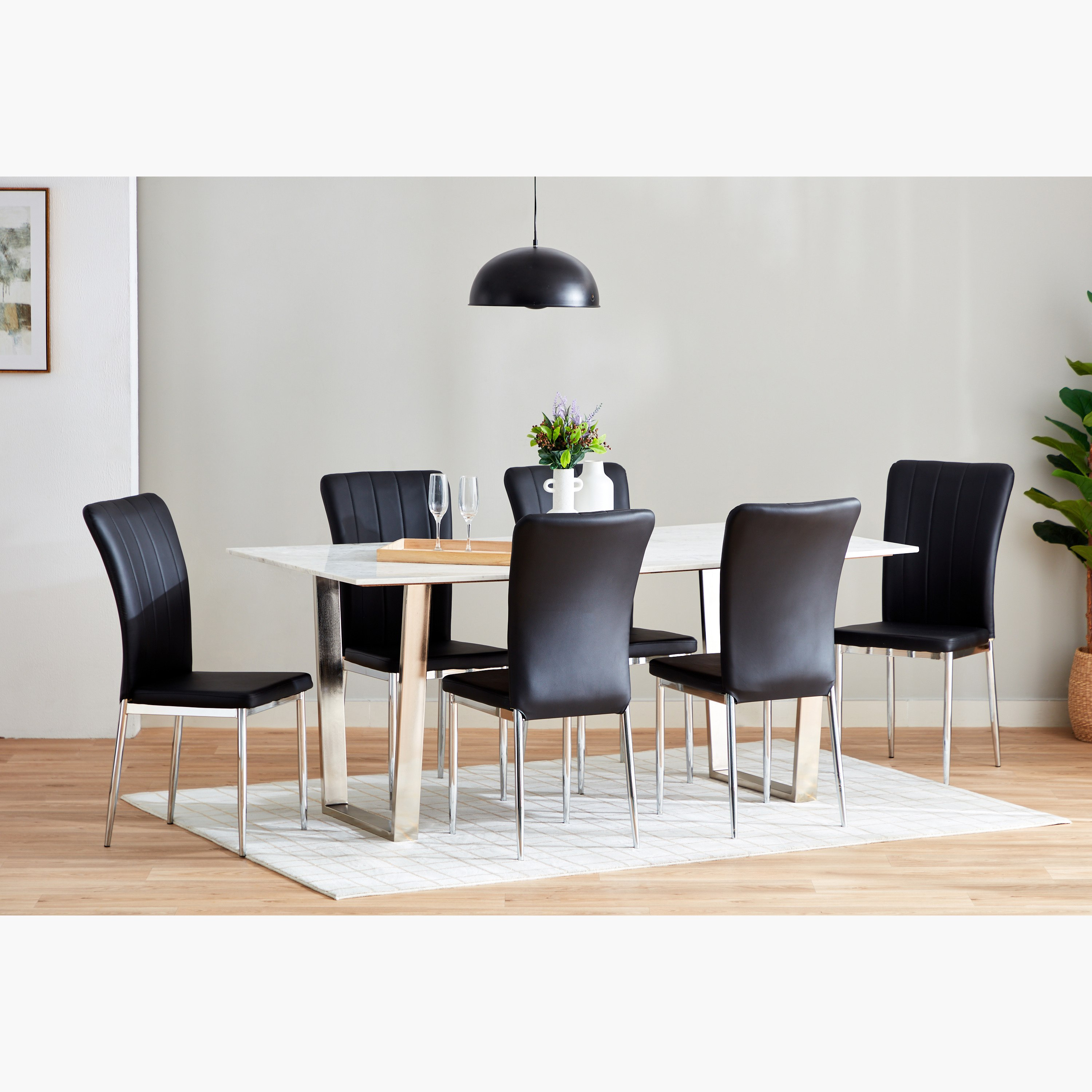 Vendra Silverado Genuine Marble Top 6-Seater Dining Table-hbxdiningroom-diningtablesandsets-diningtables-sixseater-image-8