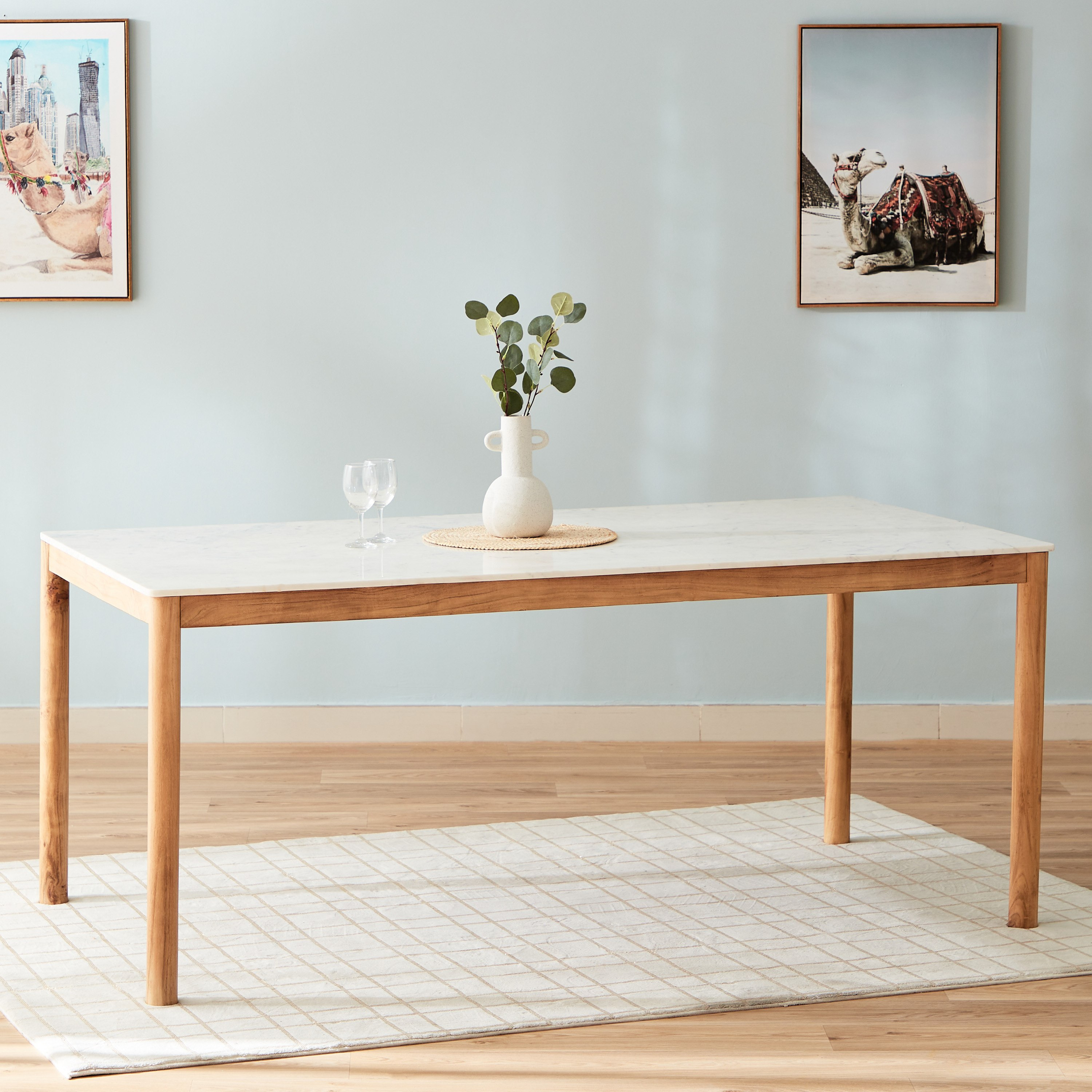 طاولة سُفرة لـ6 مقاعد بسطح من الرخام الأصلي - ميدتاون من فيندرا-hbxdiningroom-diningtablesandsets-diningtables-sixseater-image-1