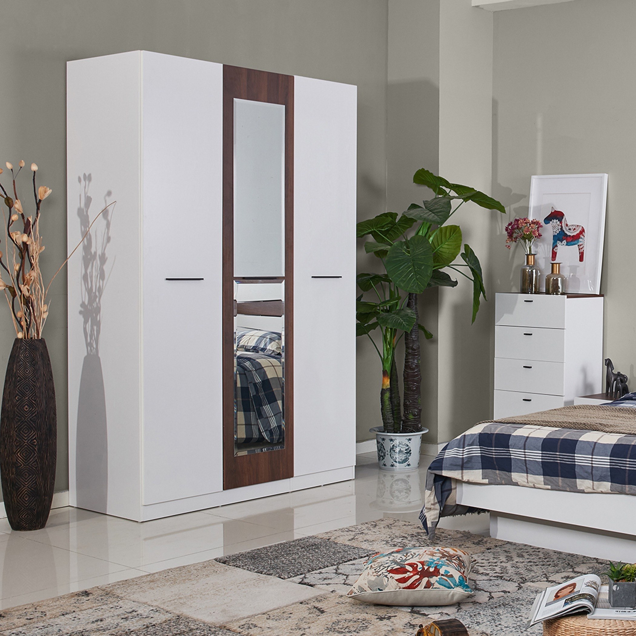 خزانة ملابس صغيرة 3 أبواب بمرآة من آنكونا-hbxfurniture-wardrobes-image-1