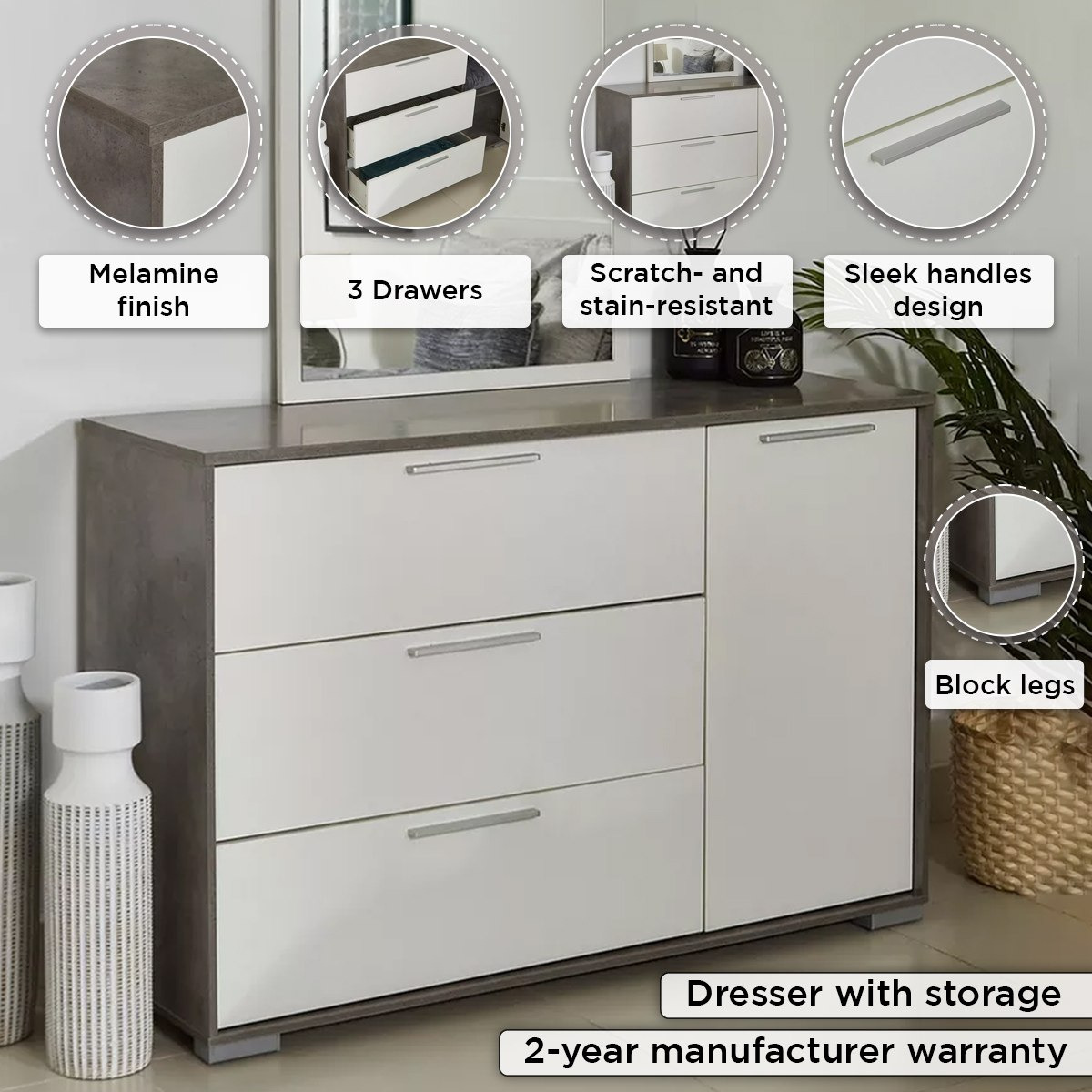 Patara 3-Drawer 1-Door Master Dresser without Mirror-hbxfurniture-bedroom-dressersandmirrors-image-4