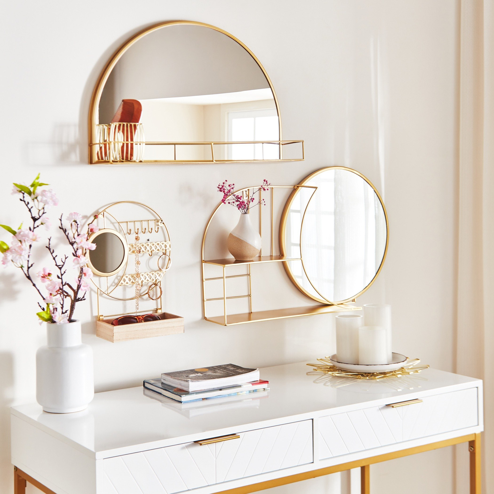 Hailee Modern Metal Circle Shelf Mirror - 66x10x40 cm-PROMO_HB_AE_B1G1_250925-image-5