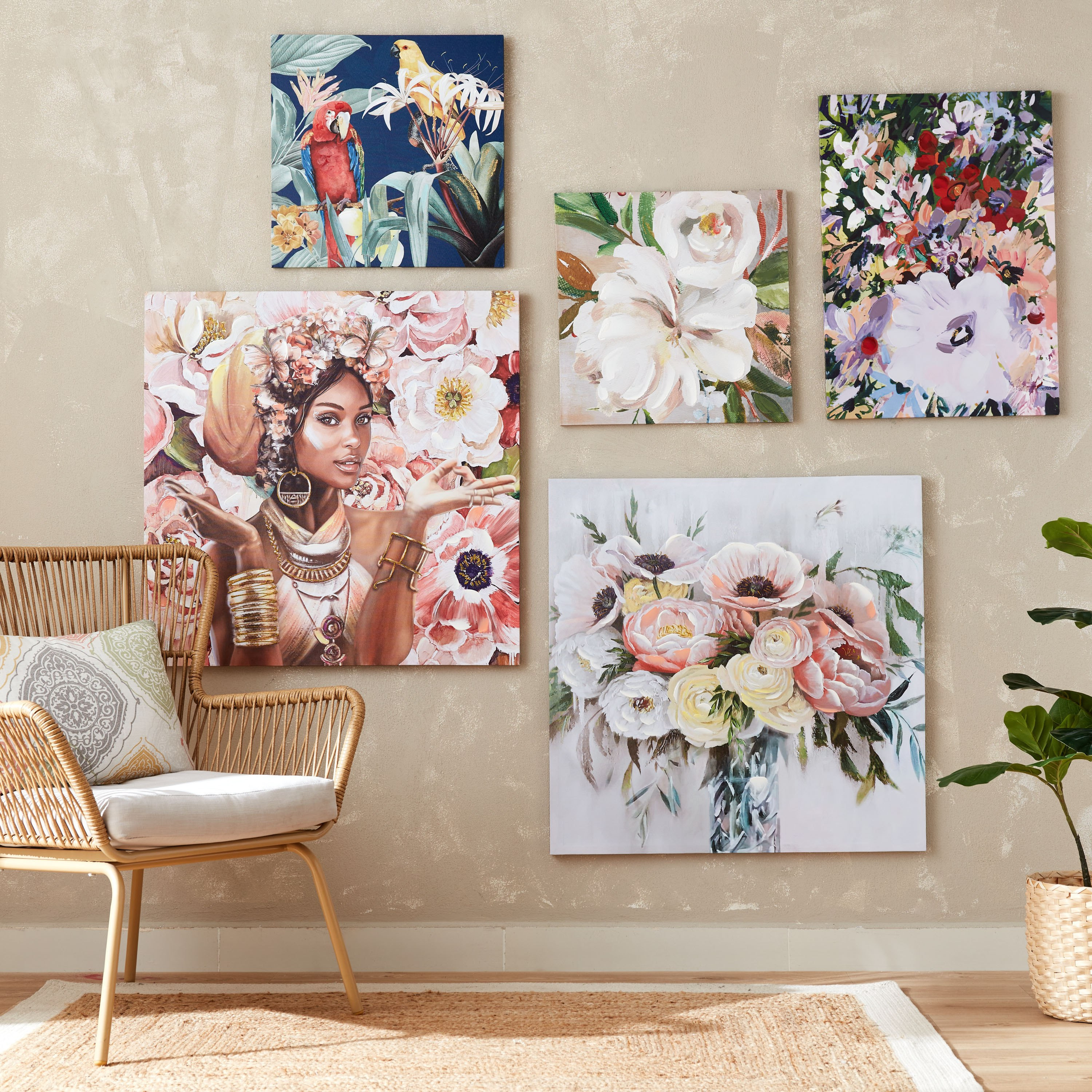 لوحة مؤطرة بتصميم زهري من سيرا - 50x50 سم-hbxhomeware-hbxdecorandfurnishings-image-5