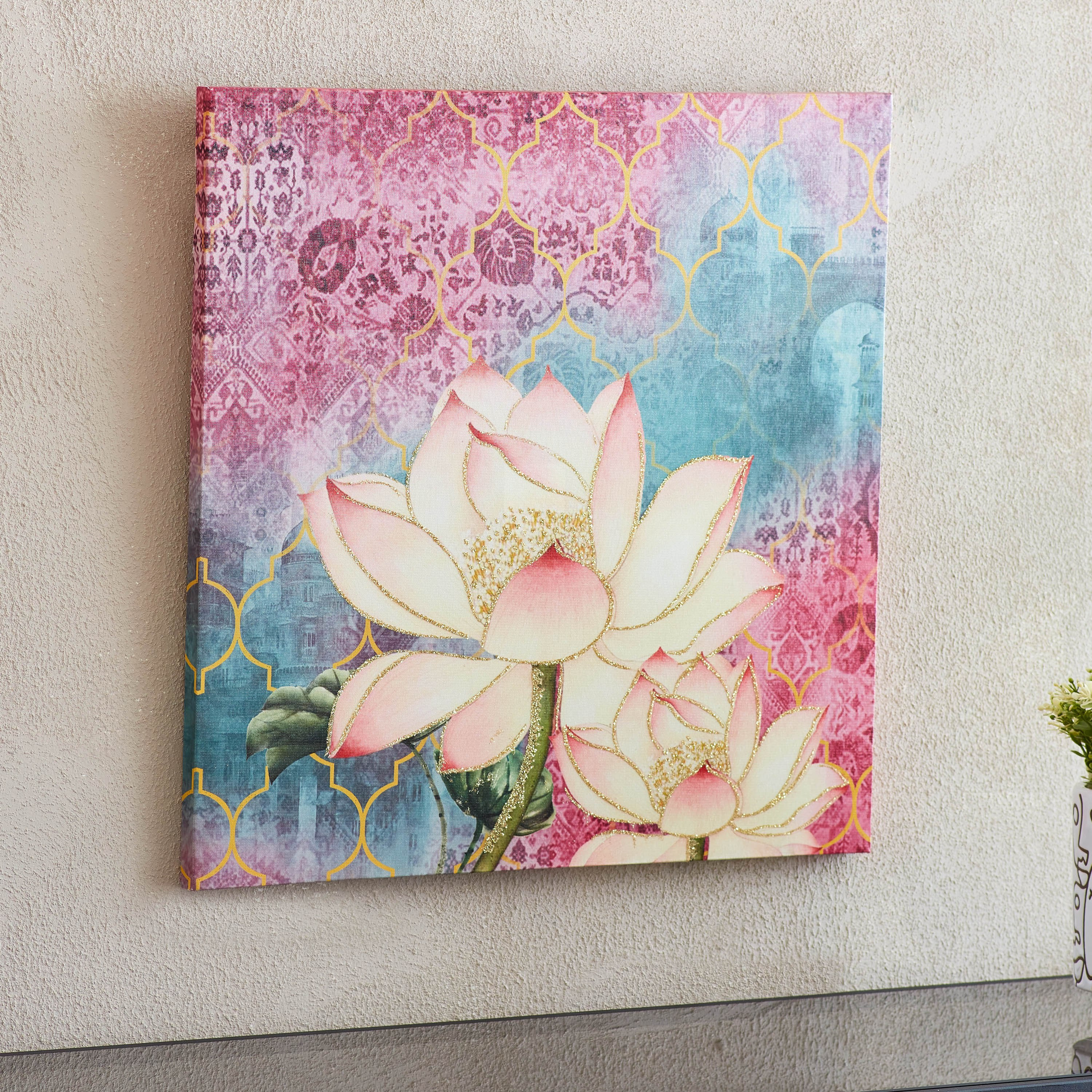 زينة حائط كانفاس مؤطرة بتصميم زهرة اللوتس من سيرا - 50x50 سم-hbxbedroom-decorandaccessories-photoframes-image-2