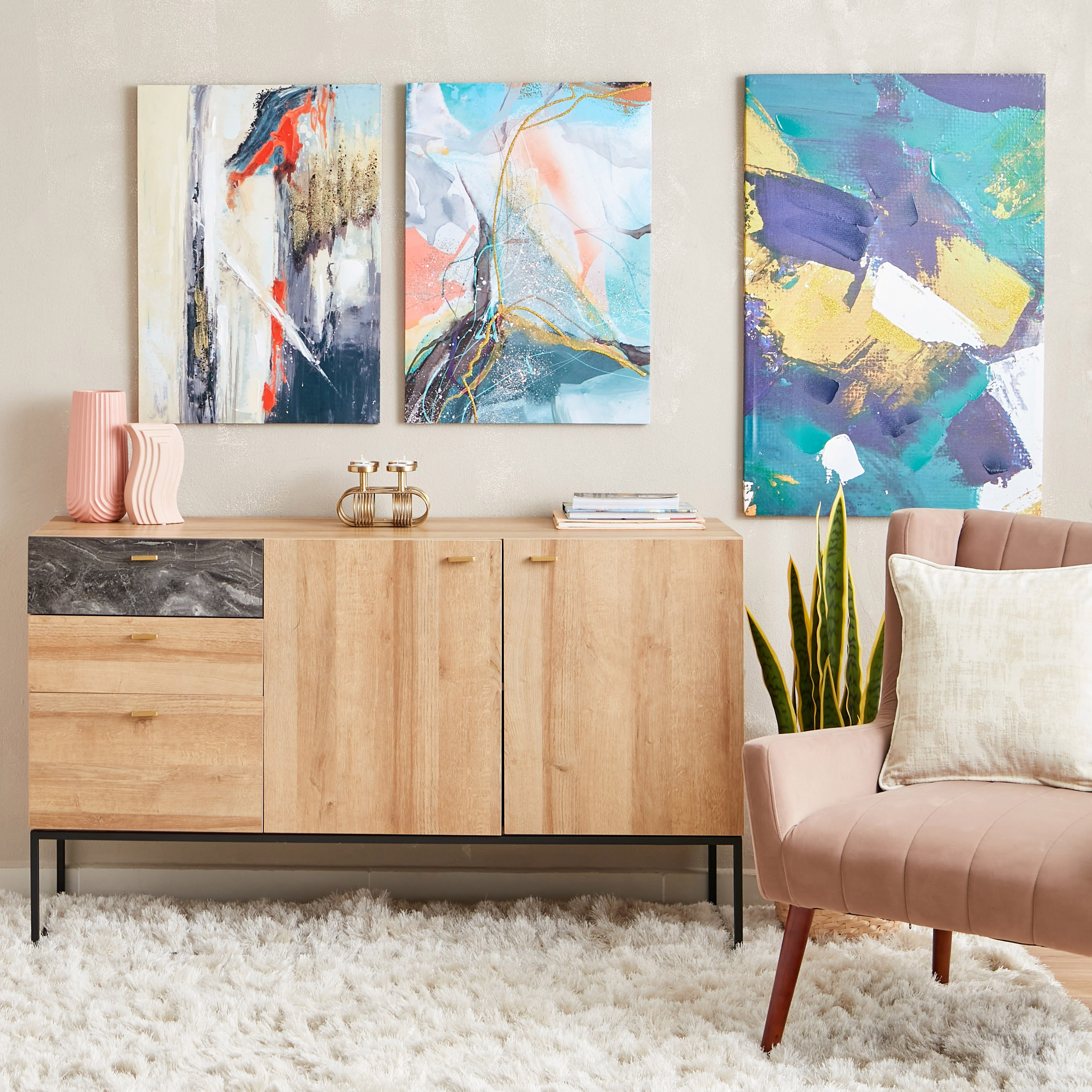 لوحة مؤطرة بتصميم رقائق معدنية ذهبية تجريدي من سيرا - 50x70 سم-hbxhomeware-hbxdecorandfurnishings-image-5