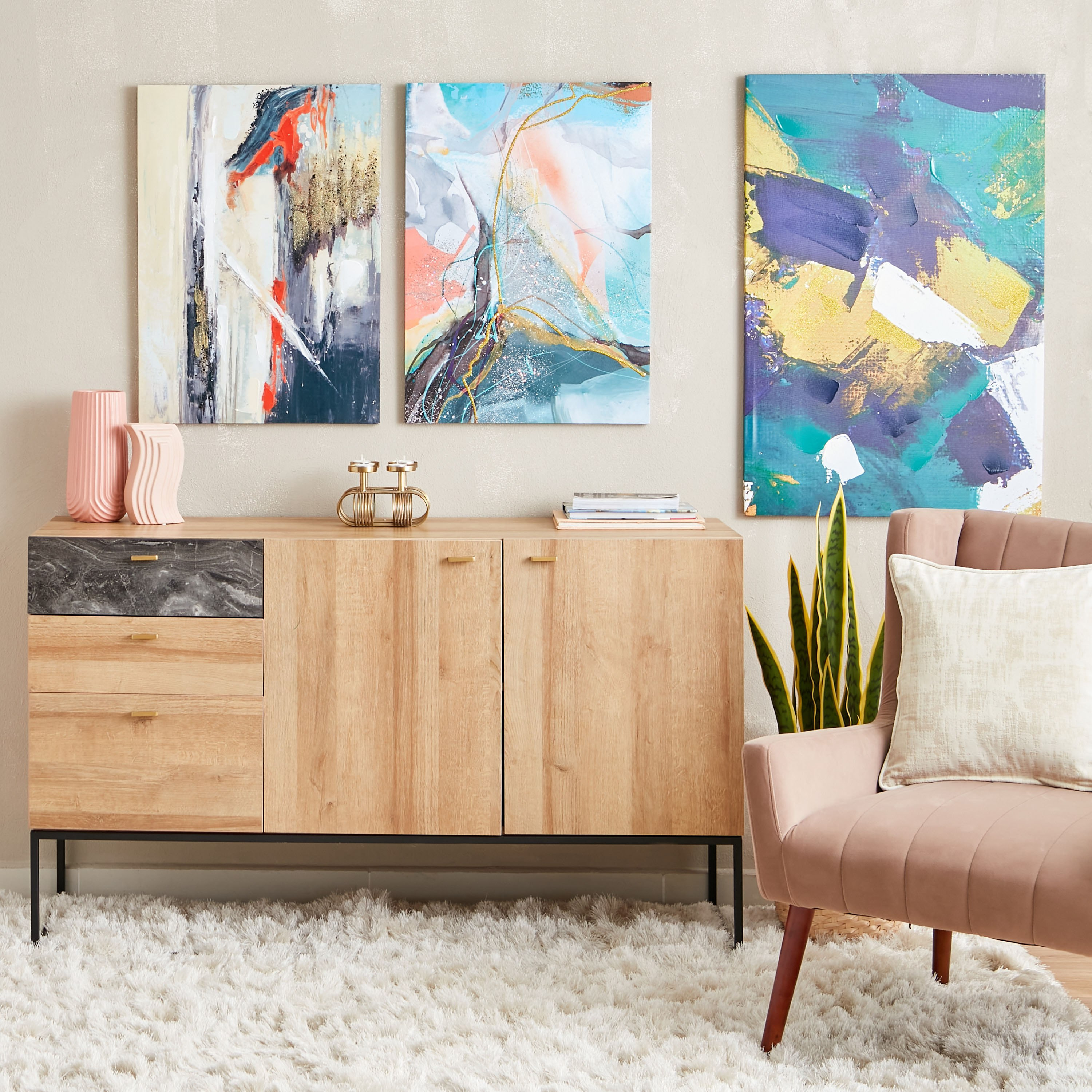 لوحة مؤطرة بتصميم مزج تجريدي من سيرا - 50x70 سم-hbxbedroom-decorandaccessories-photoframes-image-5