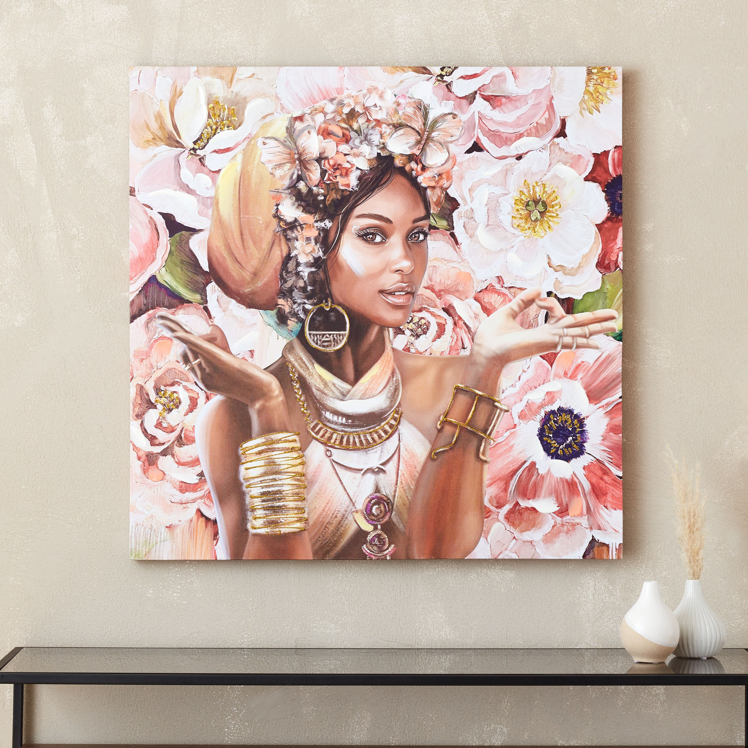 زينة حائط مؤطرة بتصميم سيدة من سيرا - 80x80 سم-PROMO_HB_AE_B1G1_250925-image-1