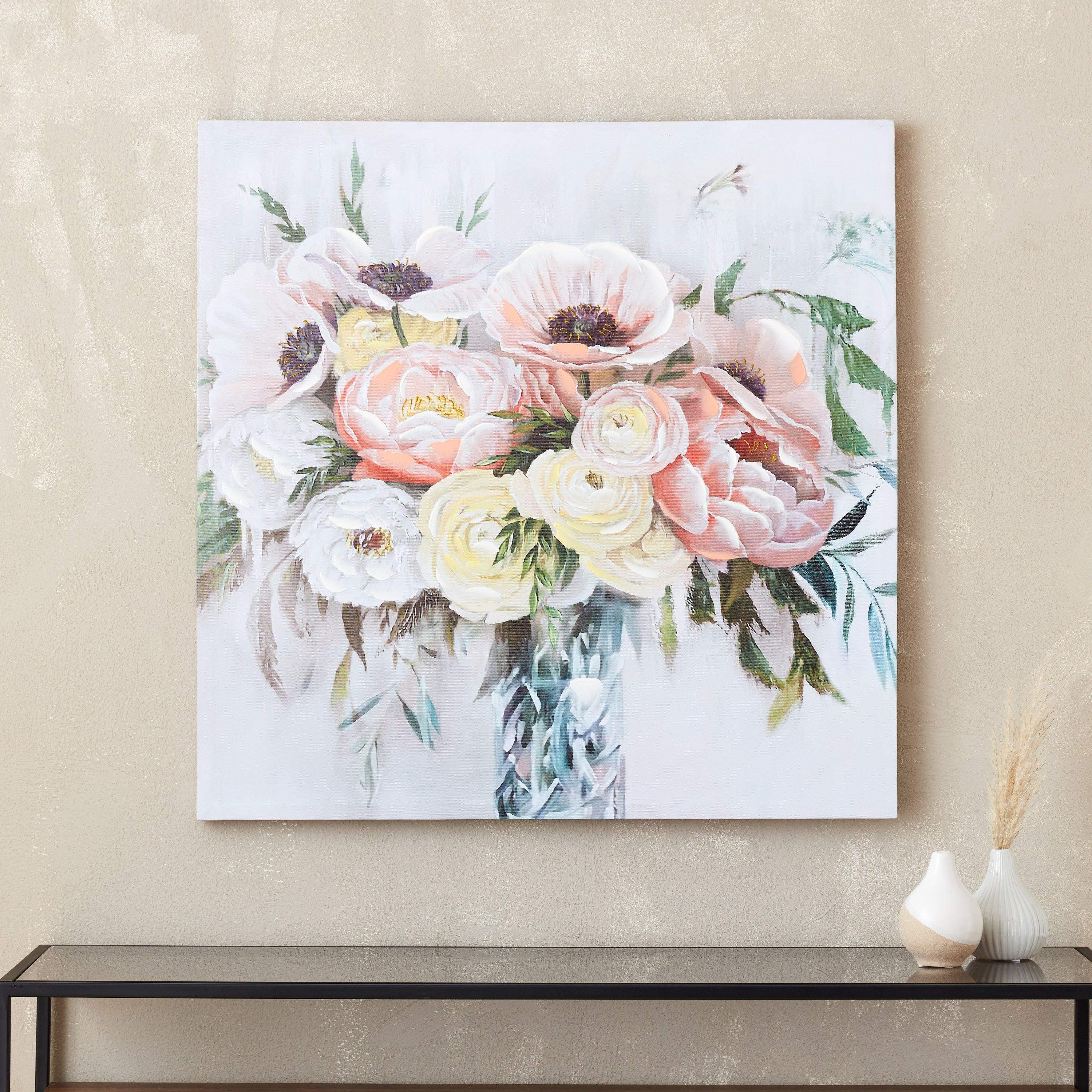 زينة حائط مؤطرة بتصميم زهري من سيرا - 80x80 سم-hbxhomeware-hbxdecorandfurnishings-image-1