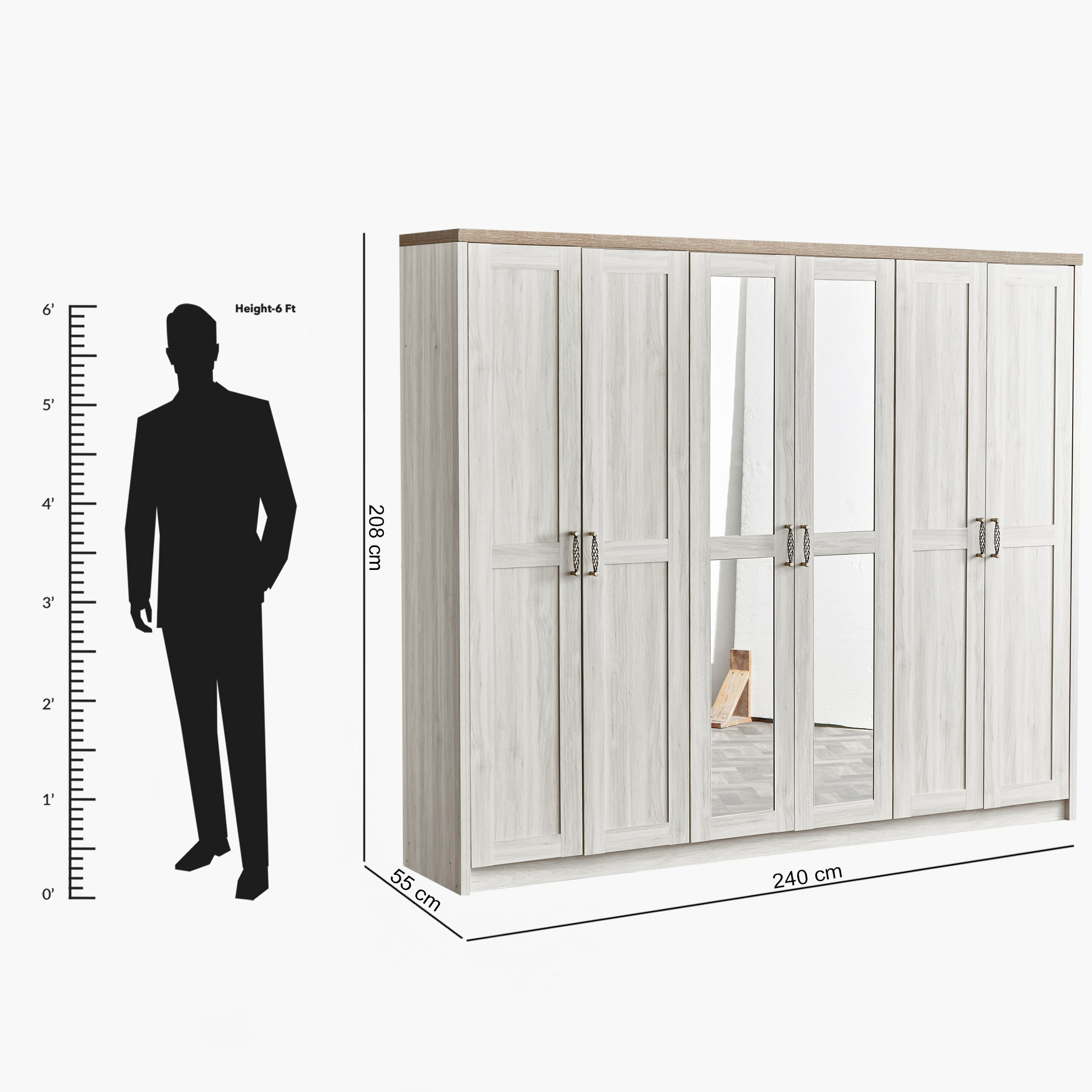 Angelic 6-Door Wardrobe with Mirror-hbxfurniture-wardrobes-image-13