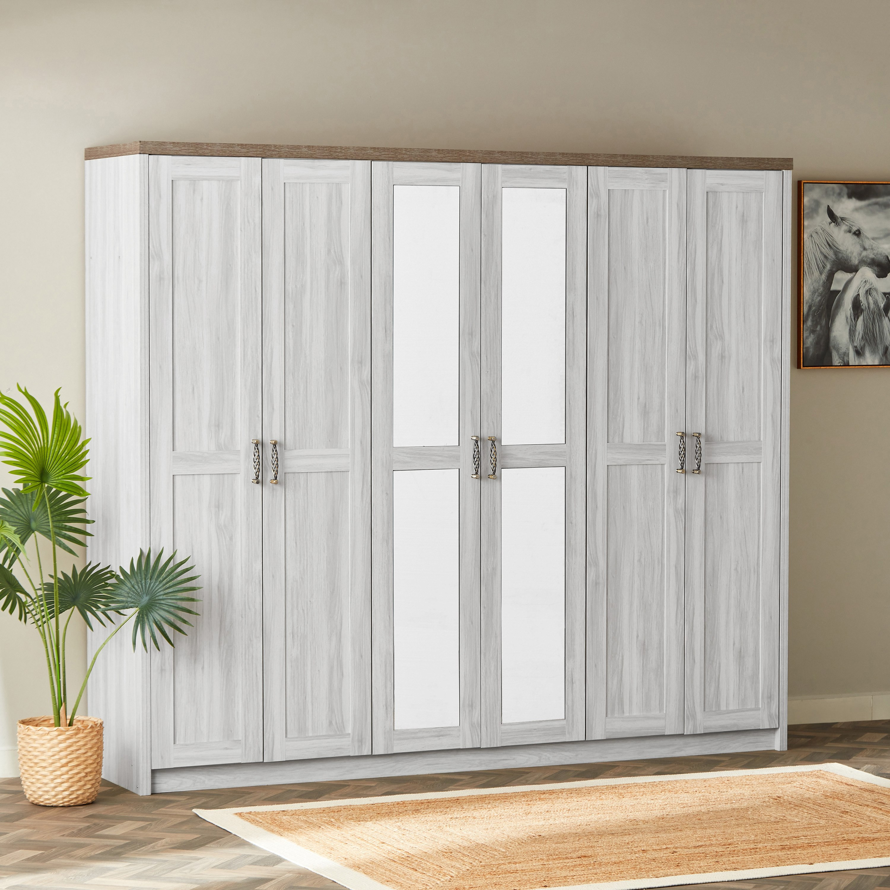 Angelic 6-Door Wardrobe with Mirror-hbxfurniture-wardrobes-image-2