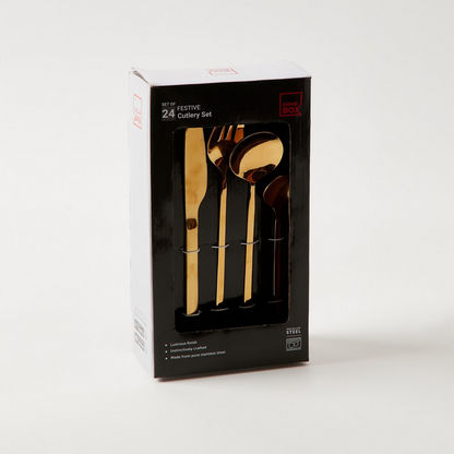 Festive 24-Piece Stainless Steel Cutlery Set