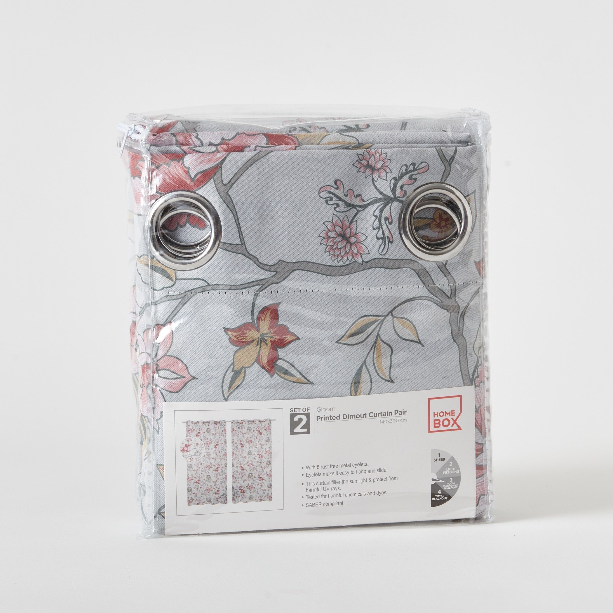 Gloom Loretta  2-Piece Printed Extra Long Dimout Curtain Set - 140x300 cm-hbxhomeware-hbxdecorandfurnishings-image-5