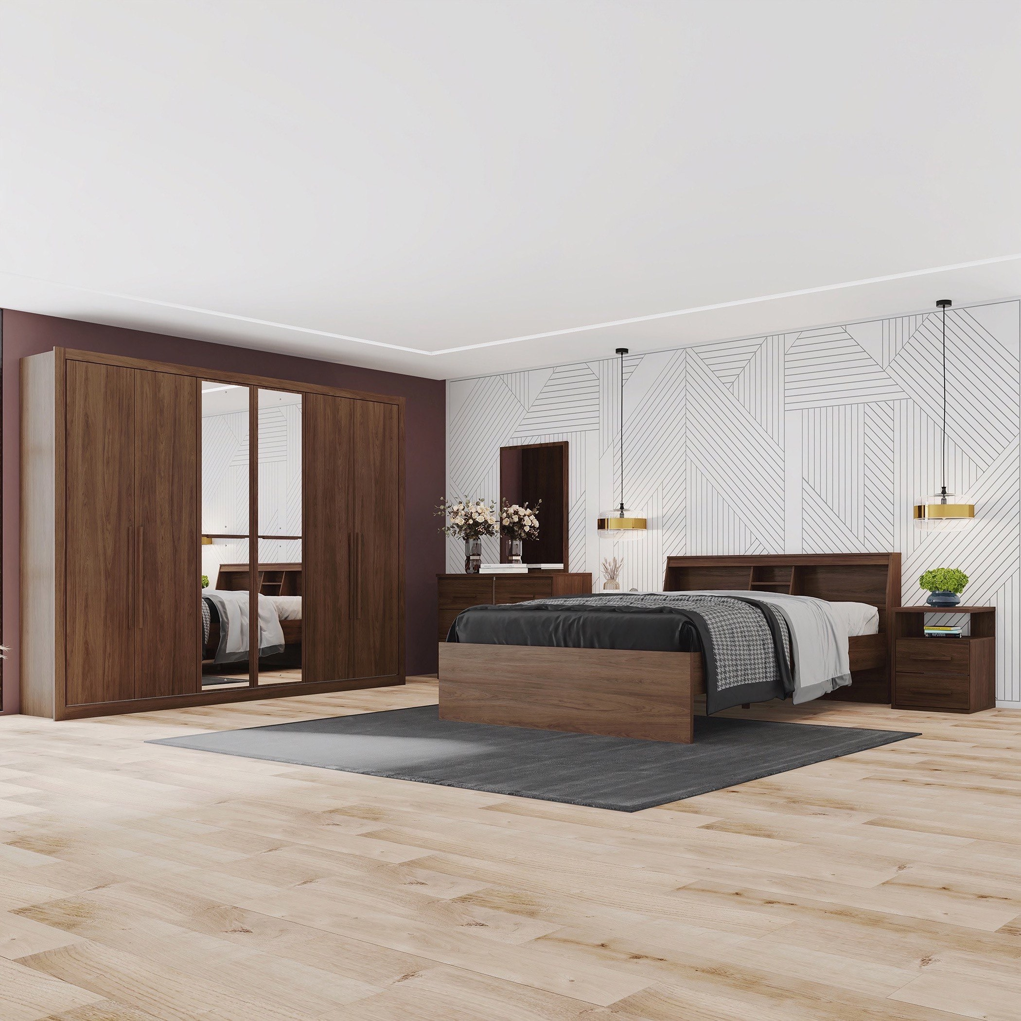 خزانة ملابس 6 أبواب بمرآة - أوسكار من موڤو -hbxfurniture-wardrobes-image-8