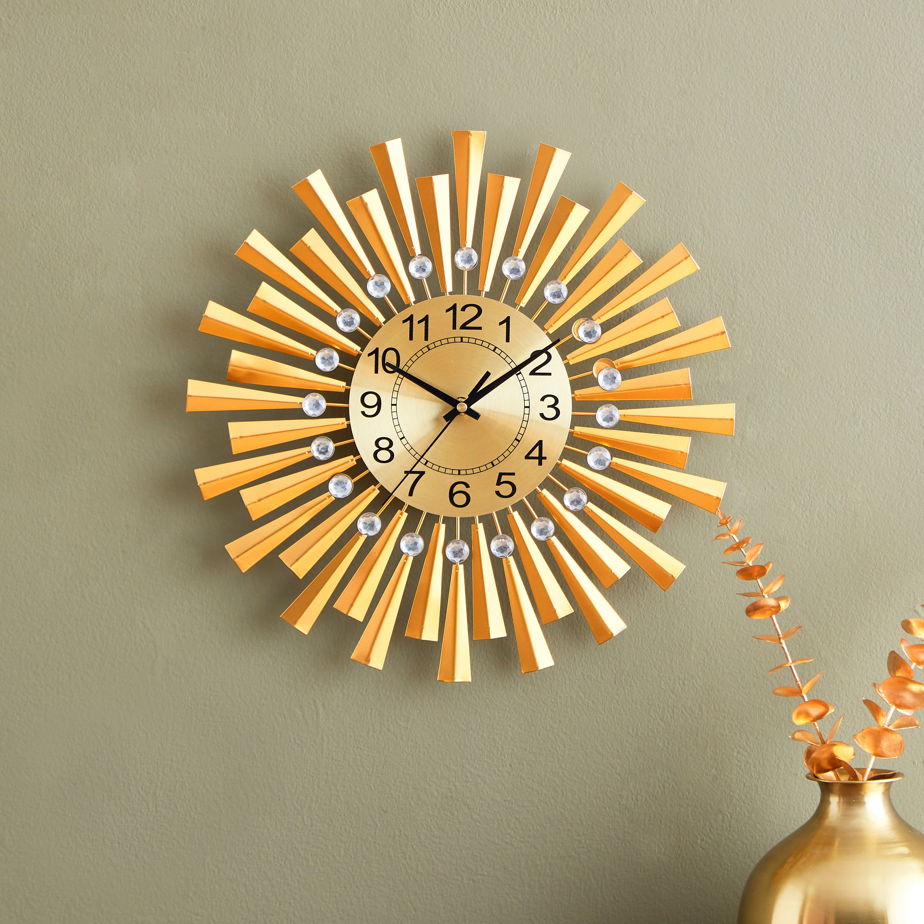 ساعة حائط معدن وكريستال من هارفي - 40 سم-hbxdiningroom-decorandaccessories-clocks-image-1