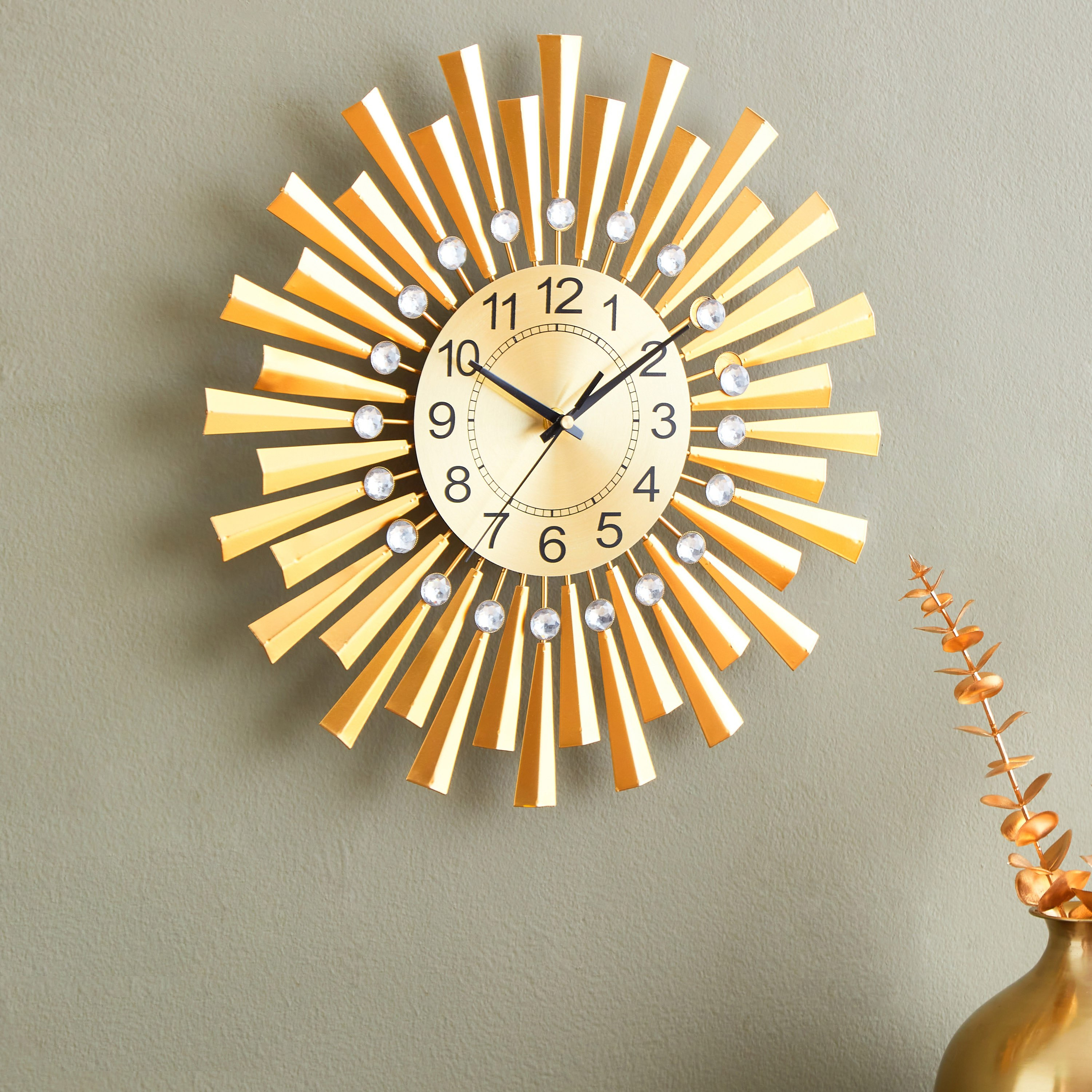 ساعة حائط معدن وكريستال من هارفي - 40 سم-hbxdiningroom-decorandaccessories-clocks-image-2