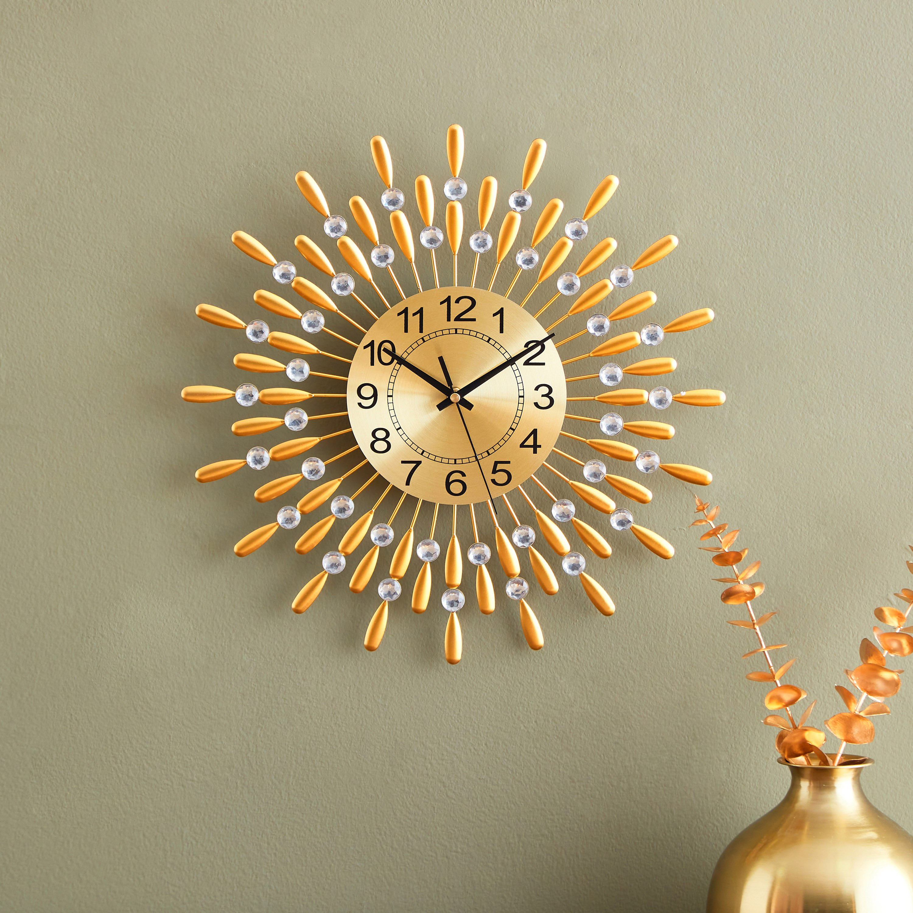 ساعة حائط معدن وكريستال من هارفي - 40 سم-hbxdiningroom-decorandaccessories-clocks-image-1