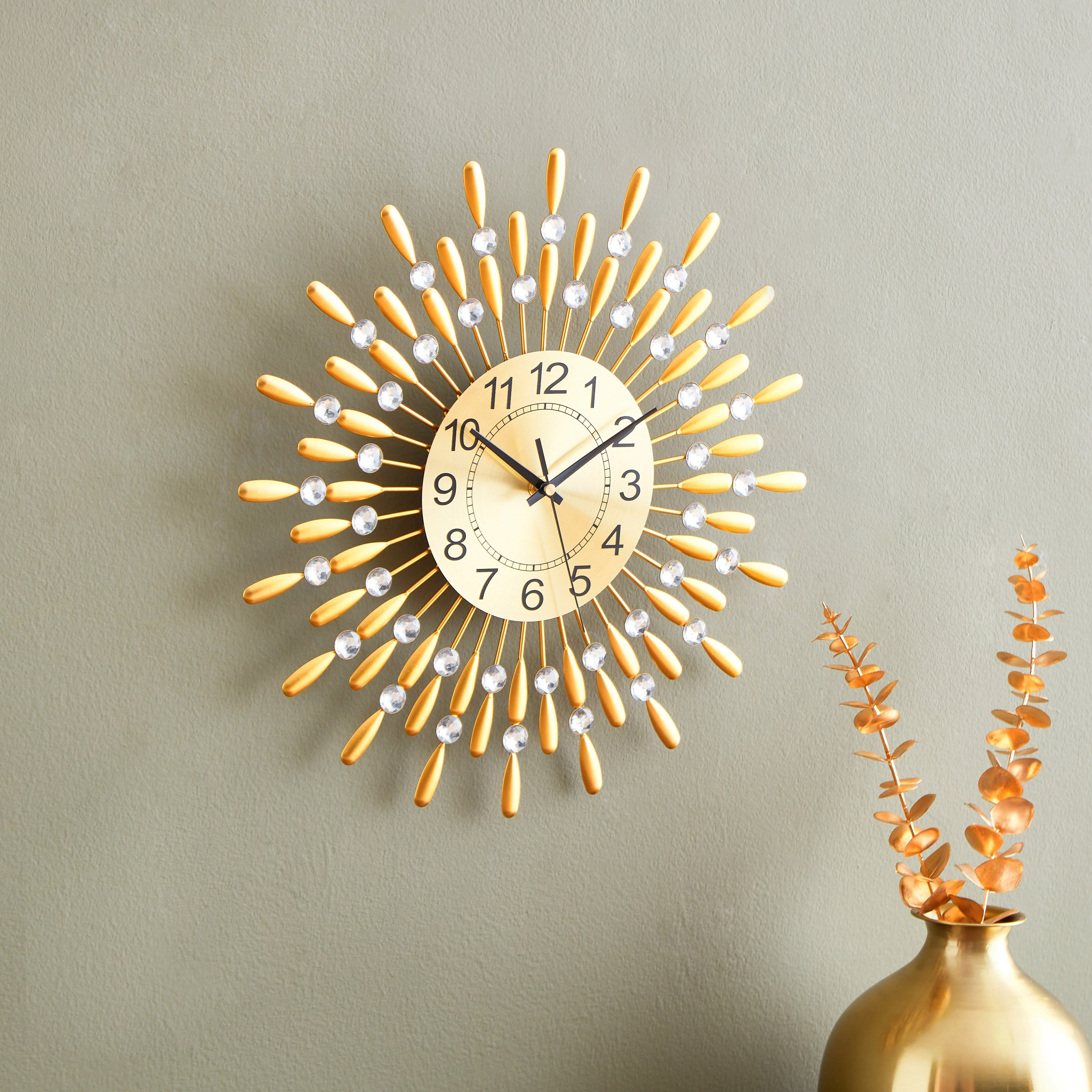ساعة حائط معدن وكريستال من هارفي - 40 سم-hbxdiningroom-decorandaccessories-clocks-image-2