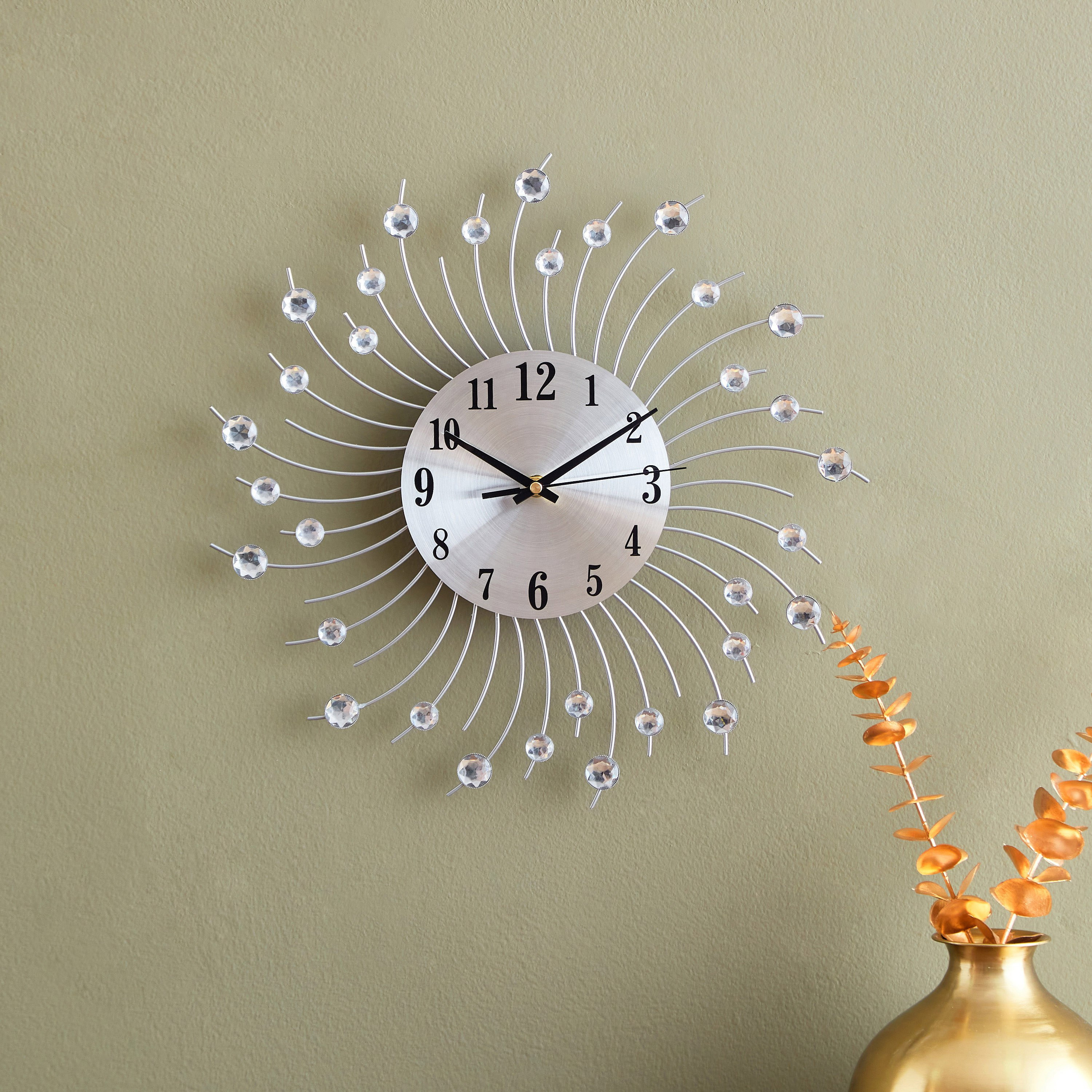 ساعة حائط معدن وكريستال من هارفي - 39 سم-hbxdiningroom-decorandaccessories-clocks-image-1
