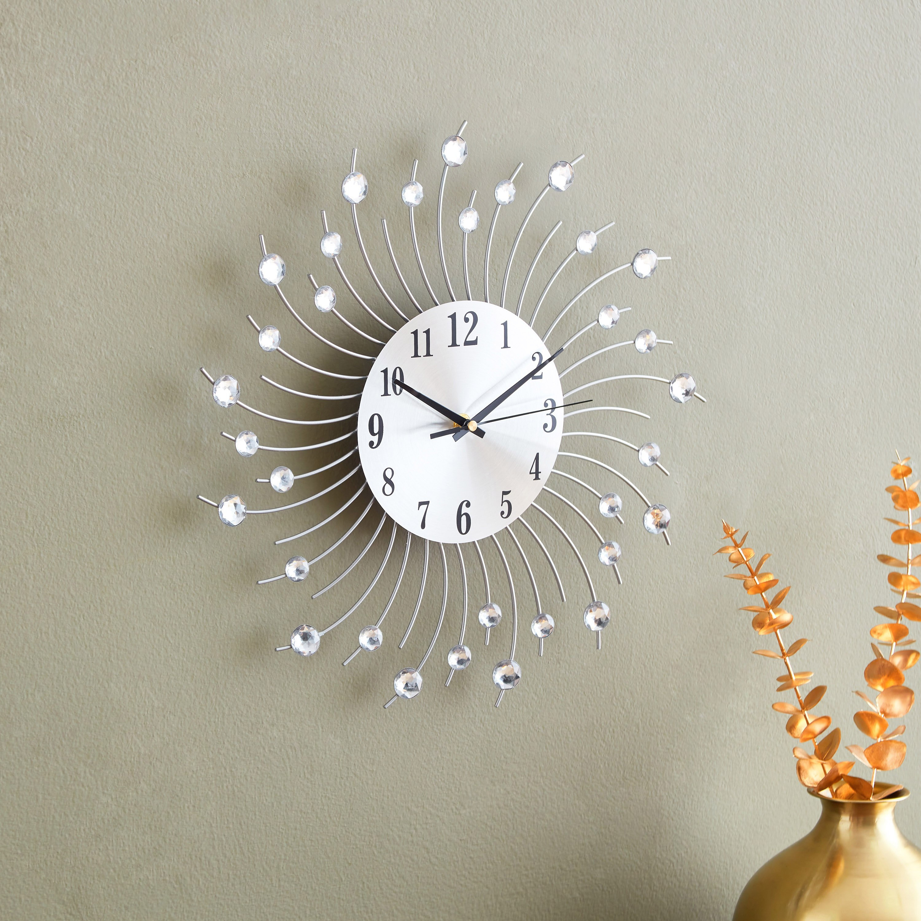 ساعة حائط معدن وكريستال من هارفي - 39 سم-hbxdiningroom-decorandaccessories-clocks-image-2