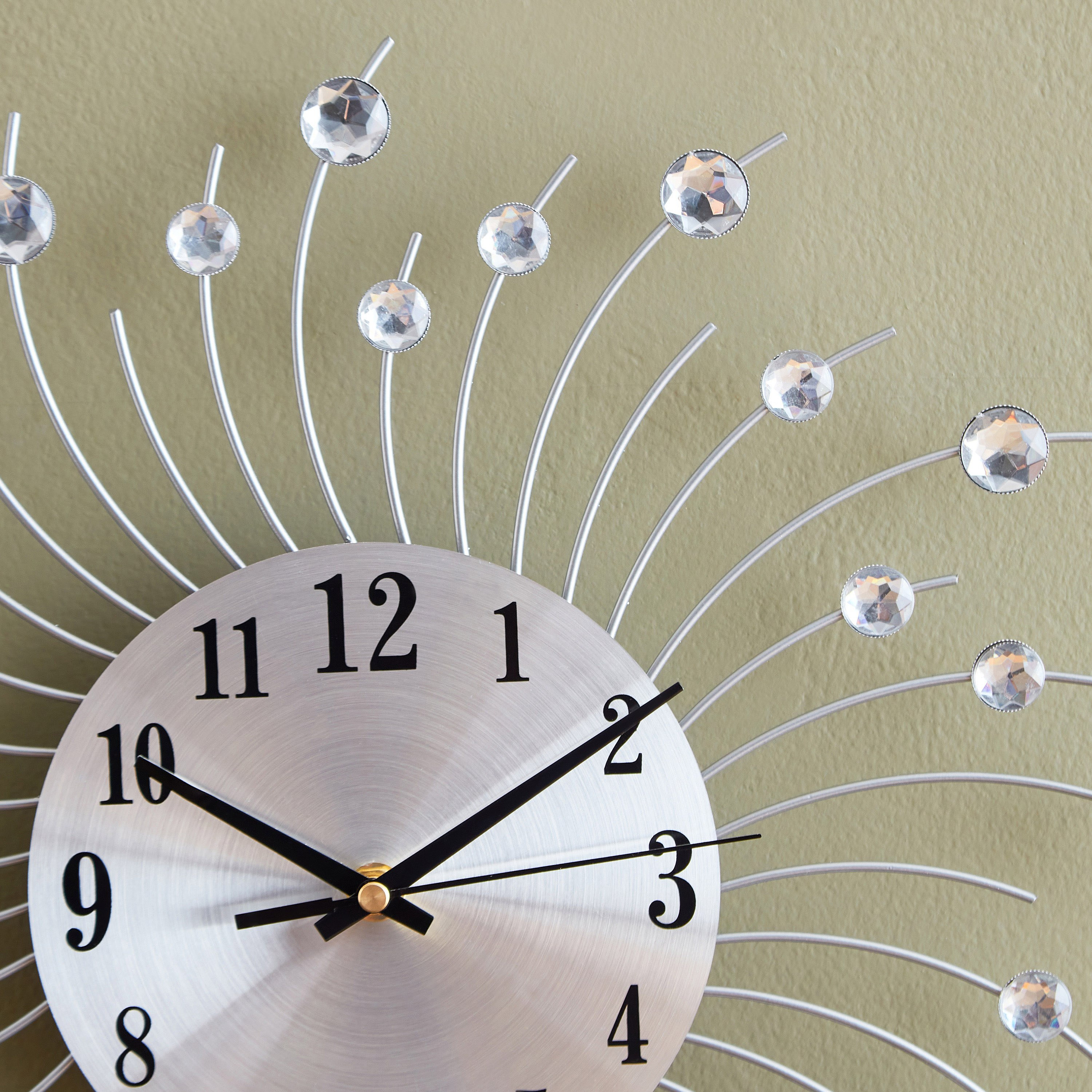 ساعة حائط معدن وكريستال من هارفي - 39 سم-hbxdiningroom-decorandaccessories-clocks-image-4