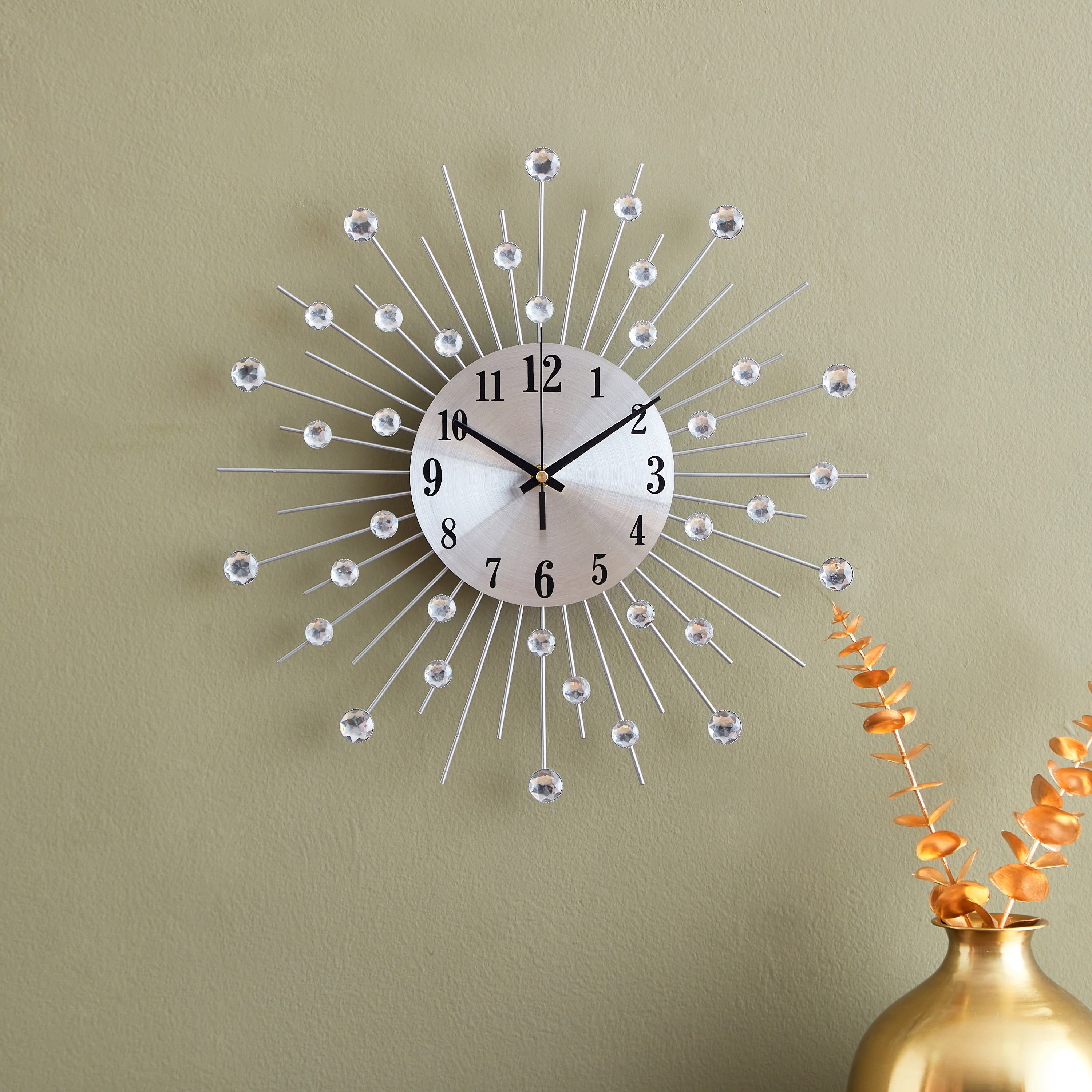 ساعة حائط معدن وكريستال من هارفي - 40 سم-hbxdiningroom-decorandaccessories-clocks-image-1