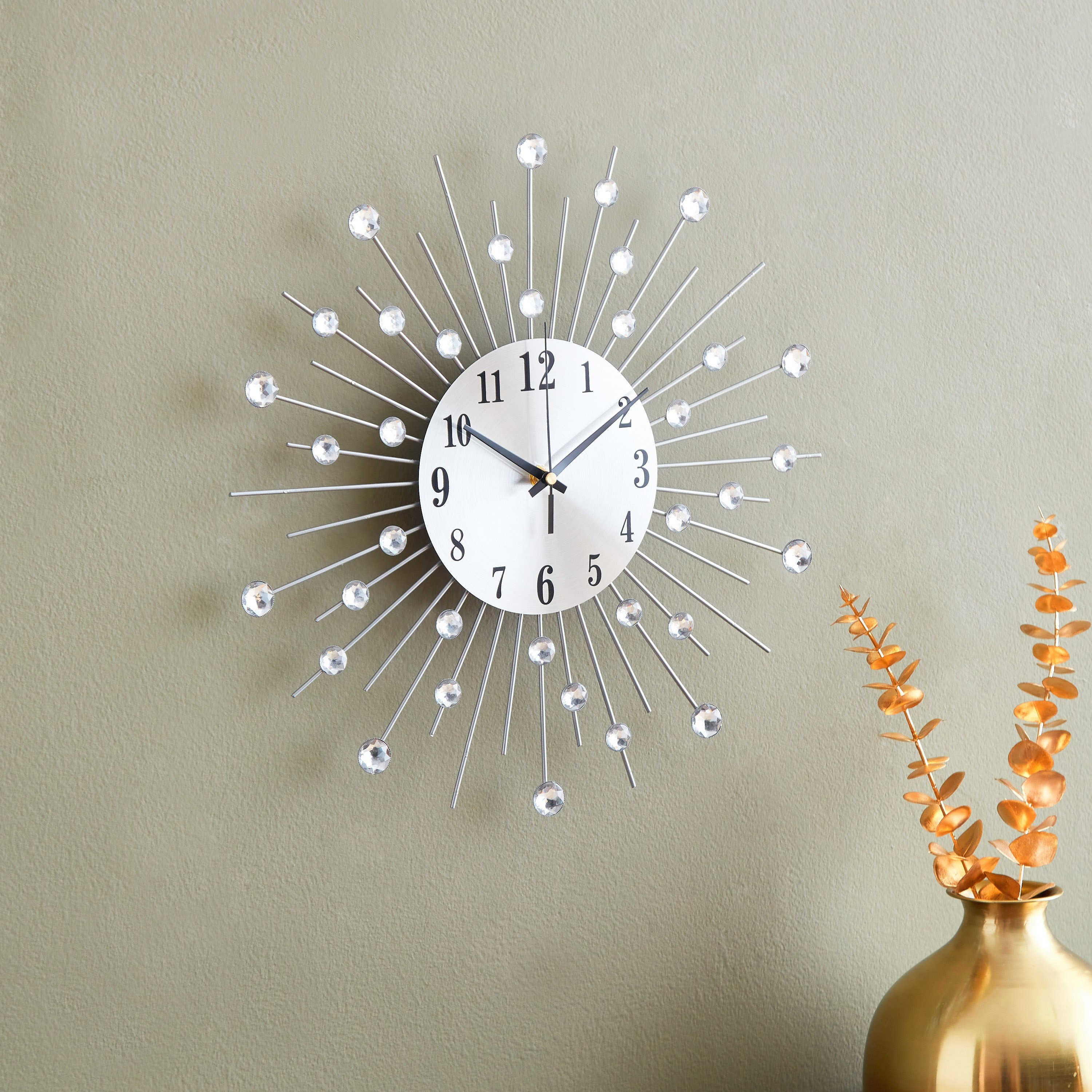 ساعة حائط معدن وكريستال من هارفي - 40 سم-hbxdiningroom-decorandaccessories-clocks-image-2