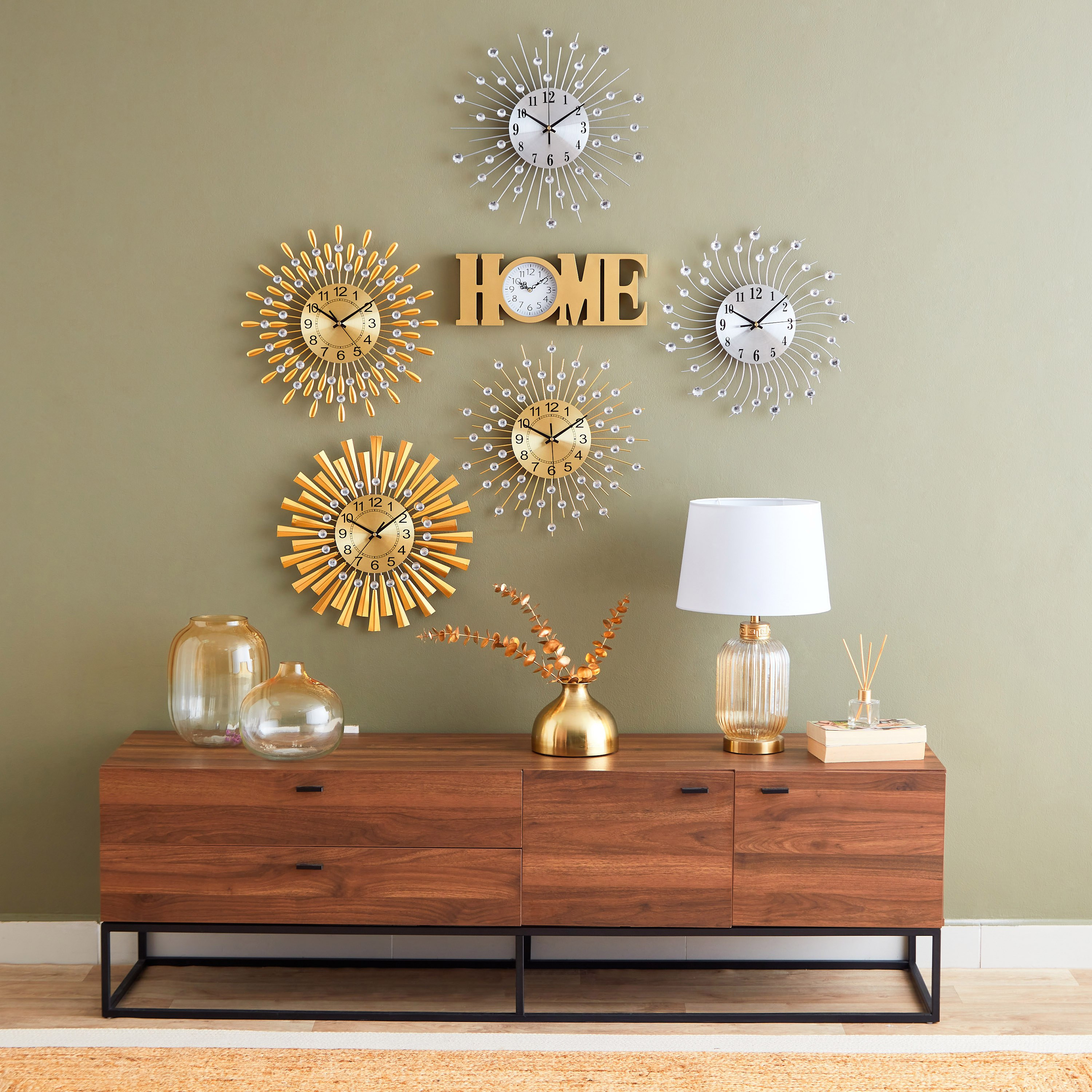 ساعة حائط معدن وكريستال من هارفي - 40 سم-hbxdiningroom-decorandaccessories-clocks-image-5