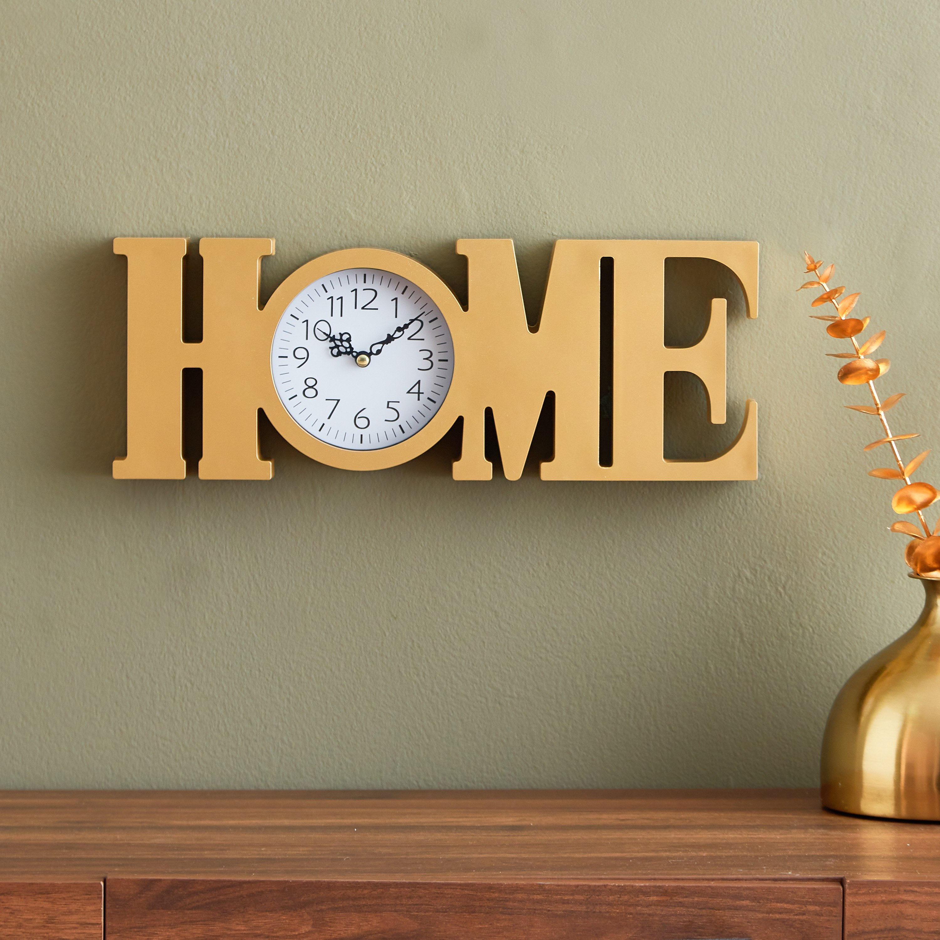 ساعة حائط بتصميم كلمة هوم من هارفي - 38x4x14 سم-hbxdiningroom-decorandaccessories-clocks-image-1