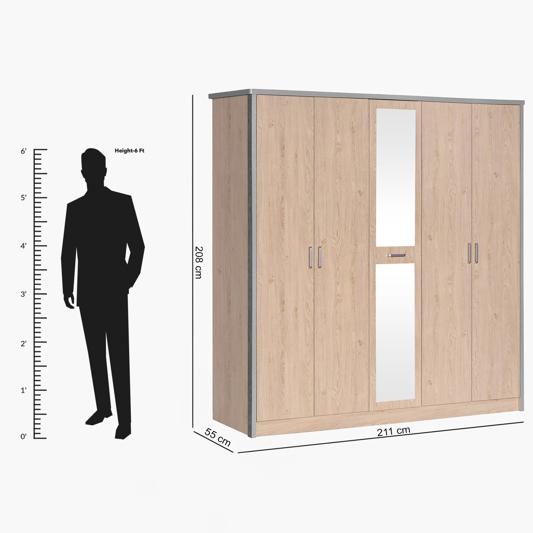 Movo Crescent 5-Door Wardrobe with Mirror-hbxfurniture-wardrobes-image-12