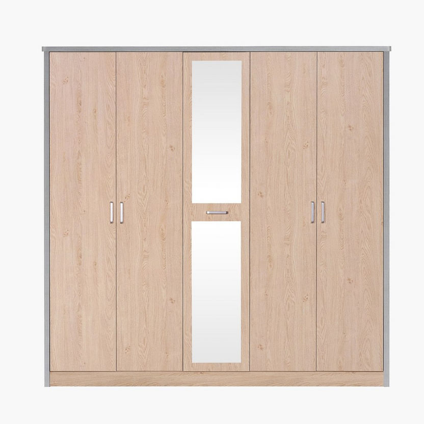 Crescent 5-Door Wardrobe with Mirror-Wardrobes-image-1