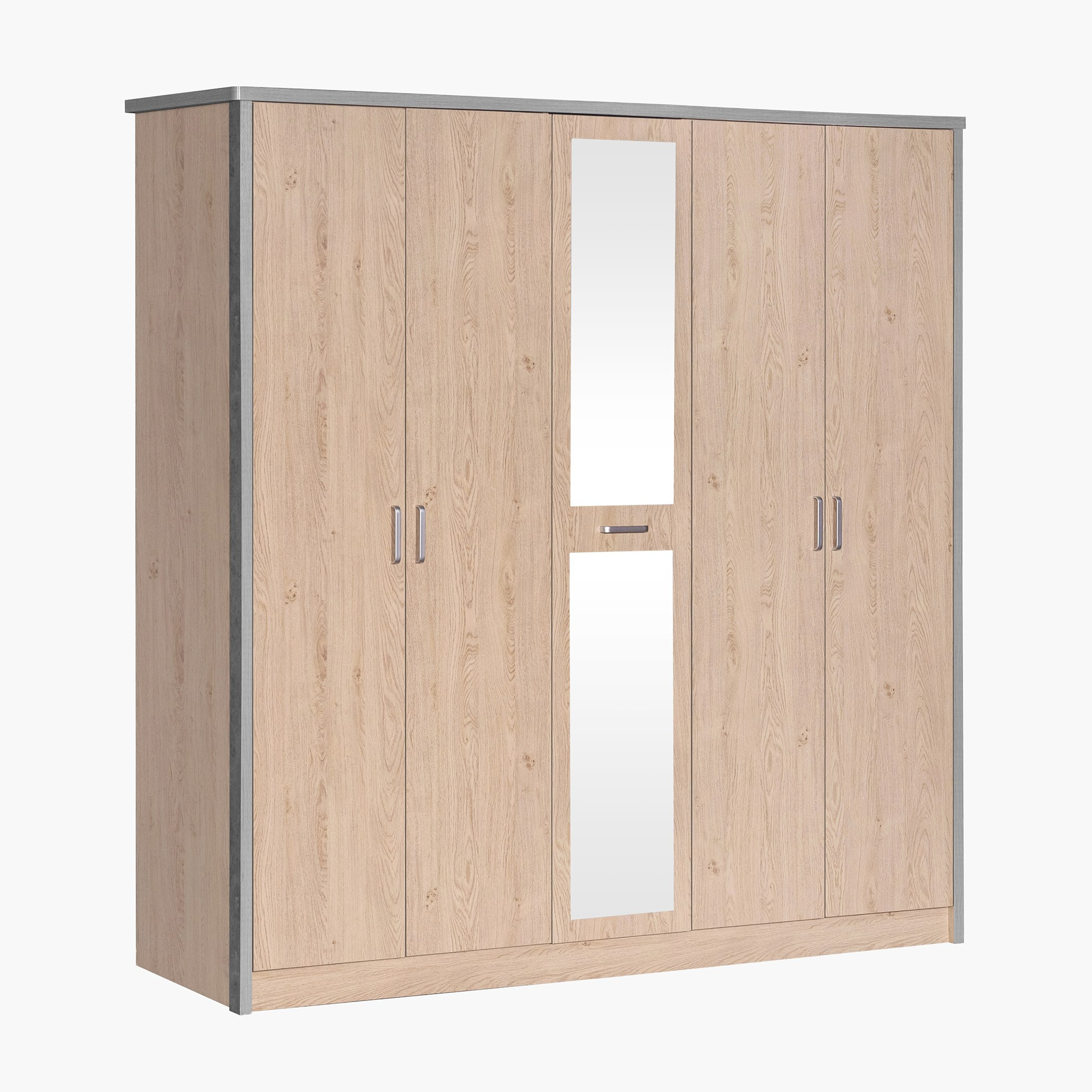 Movo Crescent 5-Door Wardrobe with Mirror-hbxfurniture-wardrobes-image-5