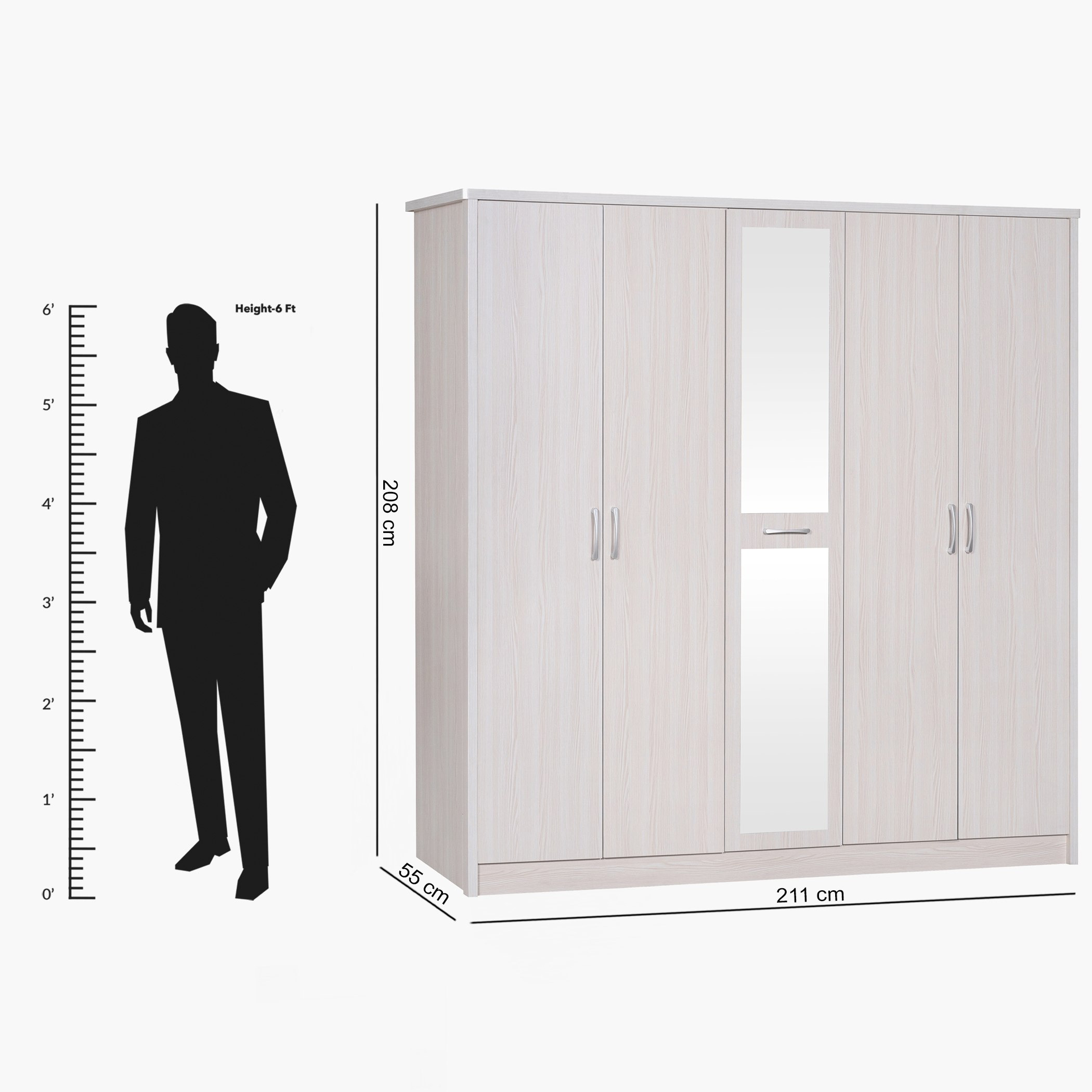 Movo Valencia 5-Door Wardrobe with Mirror-hbxfurniture-wardrobes-image-10