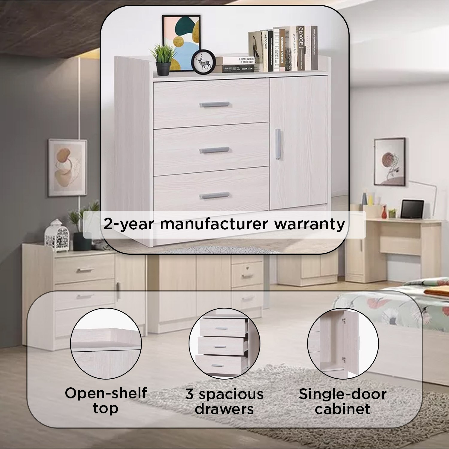 Movo Bella 3-Drawer Young Dresser without Mirror-hbxfurniture-kidsroom-kidsdressersandmirrors-image-10