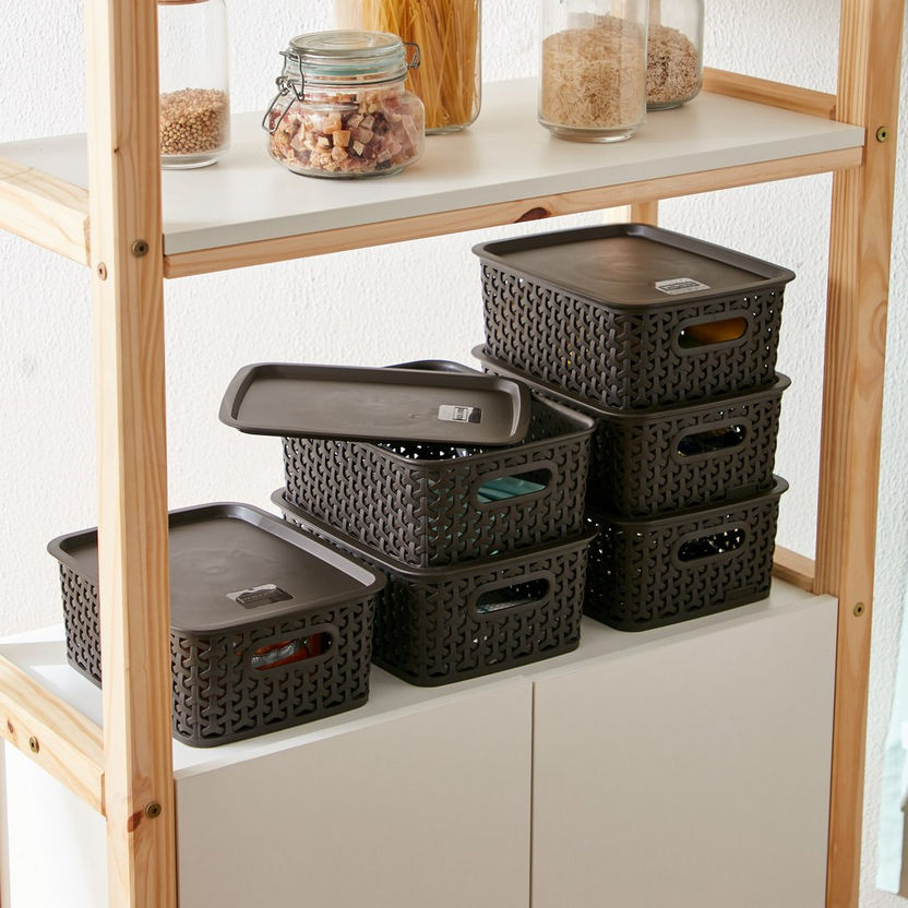 Essential 6-Piece Multi-Purpose Storage Basket with Lids - 25x20x10 cm-Organisers-image-0