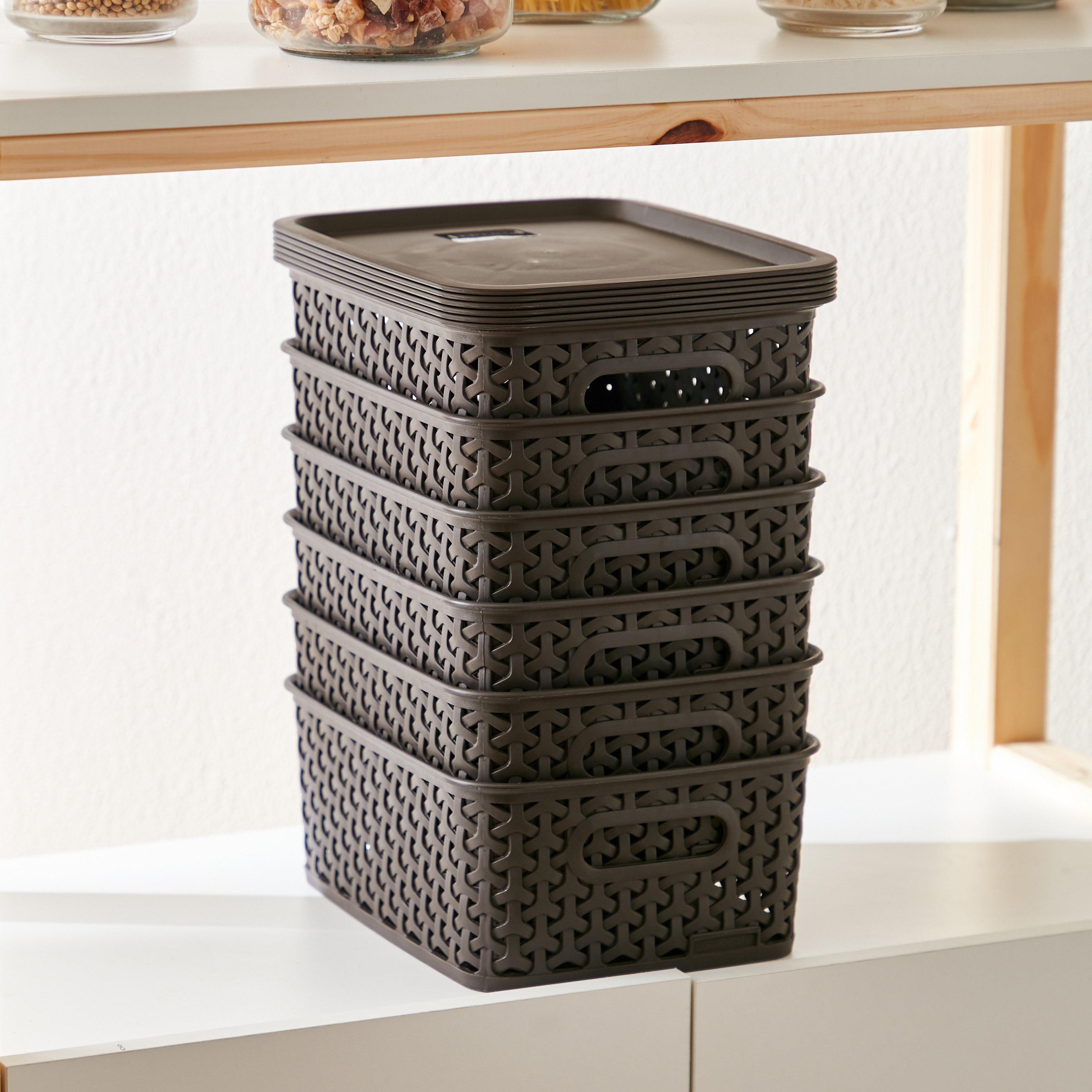 سلّة تخزين متعددة الاستخدامات بأغطية 6 قطع من إسنشيال - 25x20x10 سم-hbxhomeware-hbxbathroom-image-2