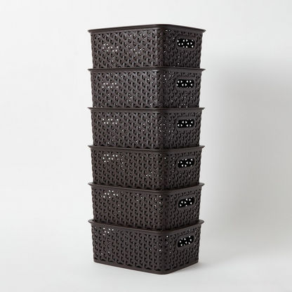 Essential 6-Piece Multi-Purpose Storage Basket with Lids - 25x20x10 cms