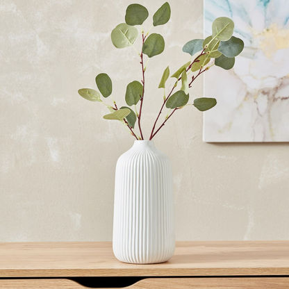 Sansa Ceramic Ribbed Vase -12.5x12.5x24.5 cms