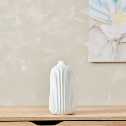 Sansa Ceramic Ribbed Vase -12.5x12.5x24.5 cms