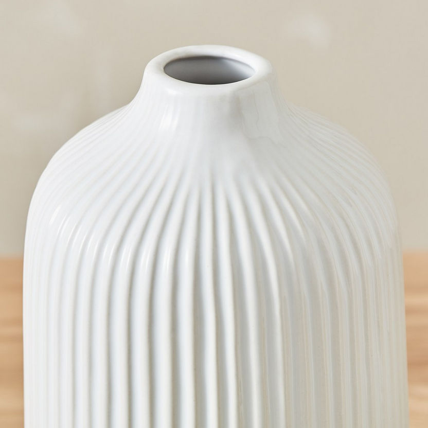 Sansa Ceramic Ribbed Vase -12.5x12.5x24.5 cm-Vases-image-3