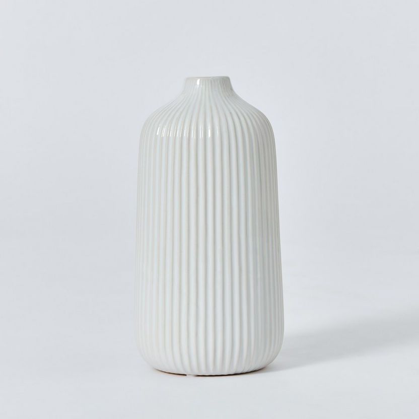 Sansa Ceramic Ribbed Vase -12.5x12.5x24.5 cm-Vases-image-4
