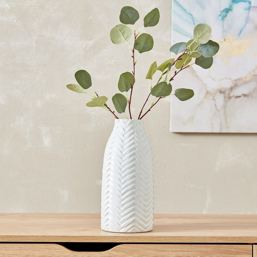 Sansa Ceramic Herringbone Vase - 12.5x12.5x27 cm-Vases-image-0