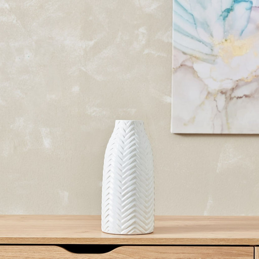 Sansa Ceramic Herringbone Vase - 12.5x12.5x27 cm-Vases-image-1
