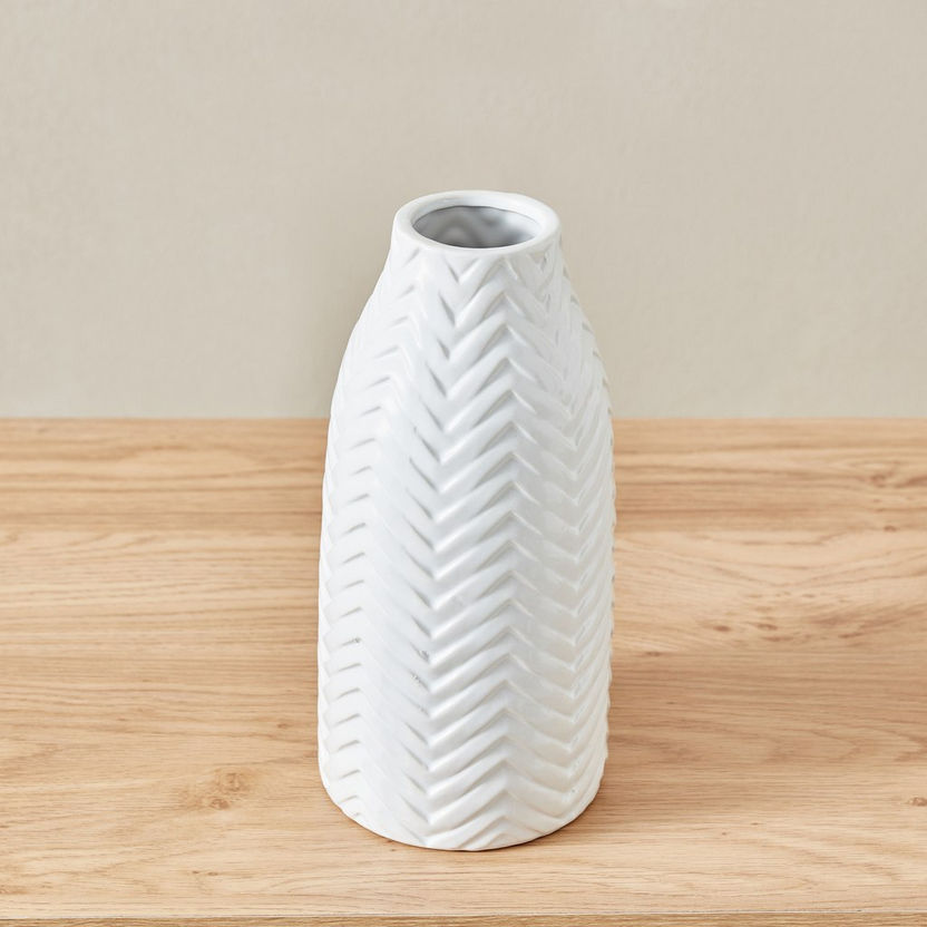 Sansa Ceramic Herringbone Vase - 12.5x12.5x27 cm-Vases-image-2